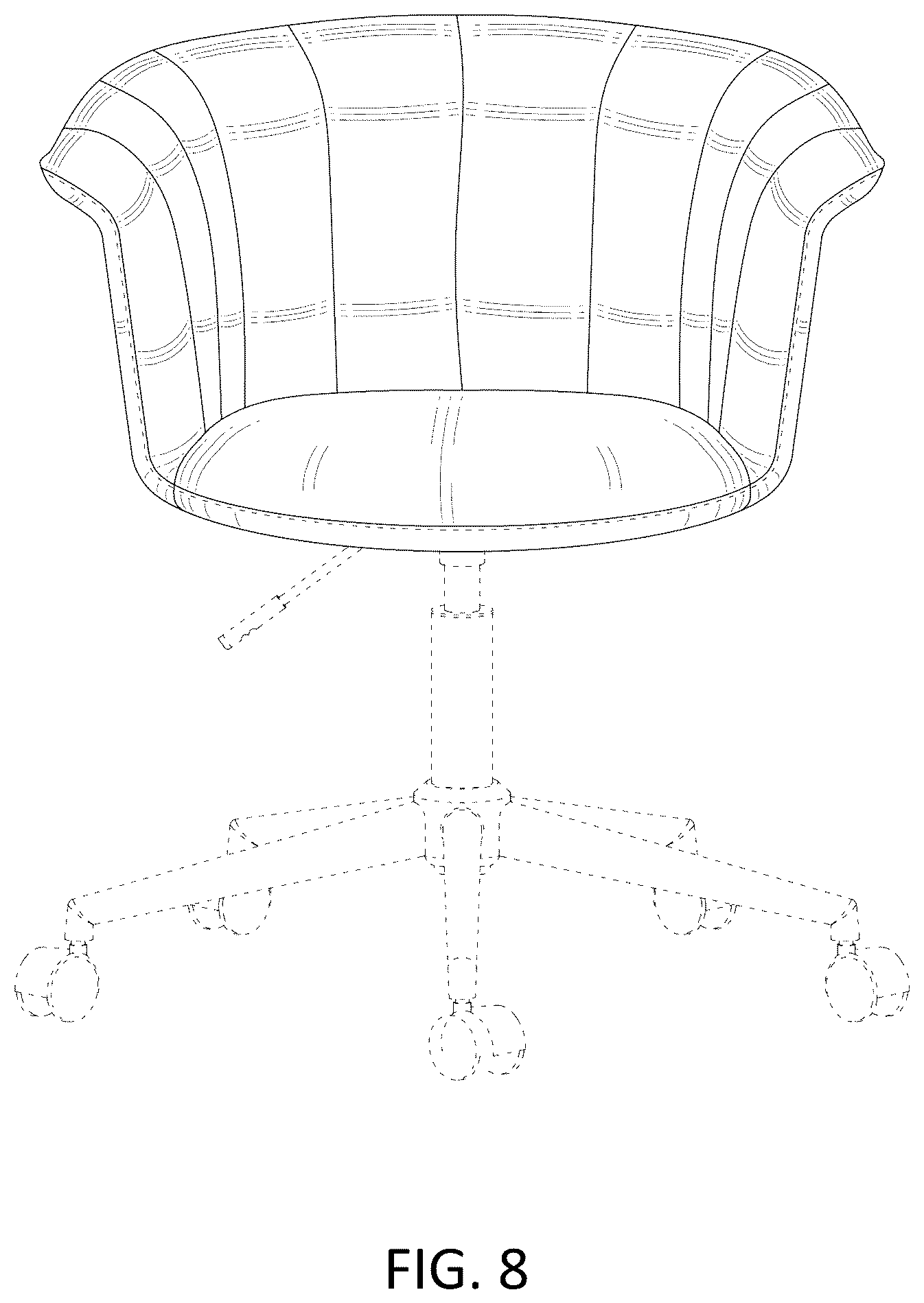 Patent USD1077493 Figure 8 – Chair