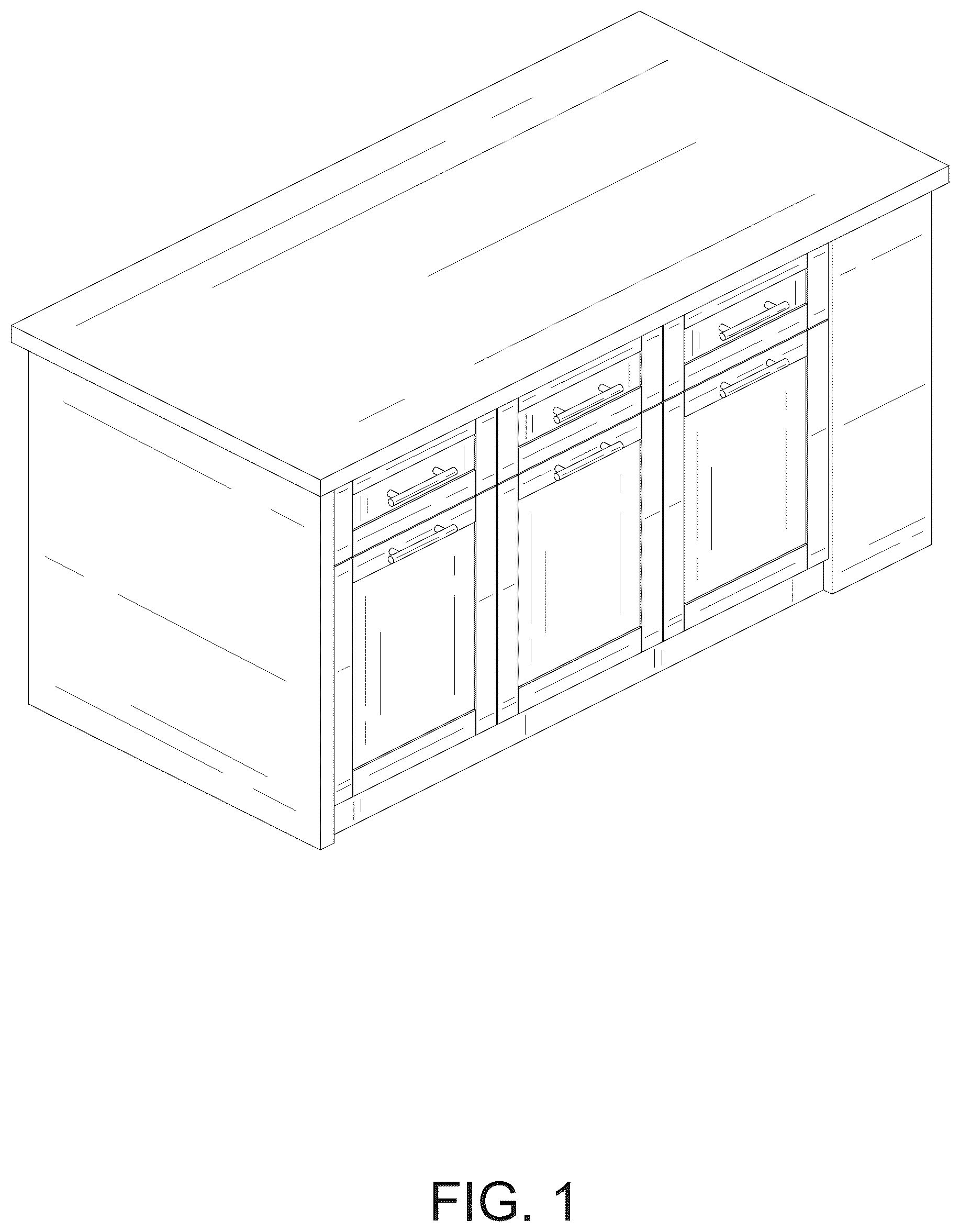 Patent USD1077542 Figure 1 – Kitchen island