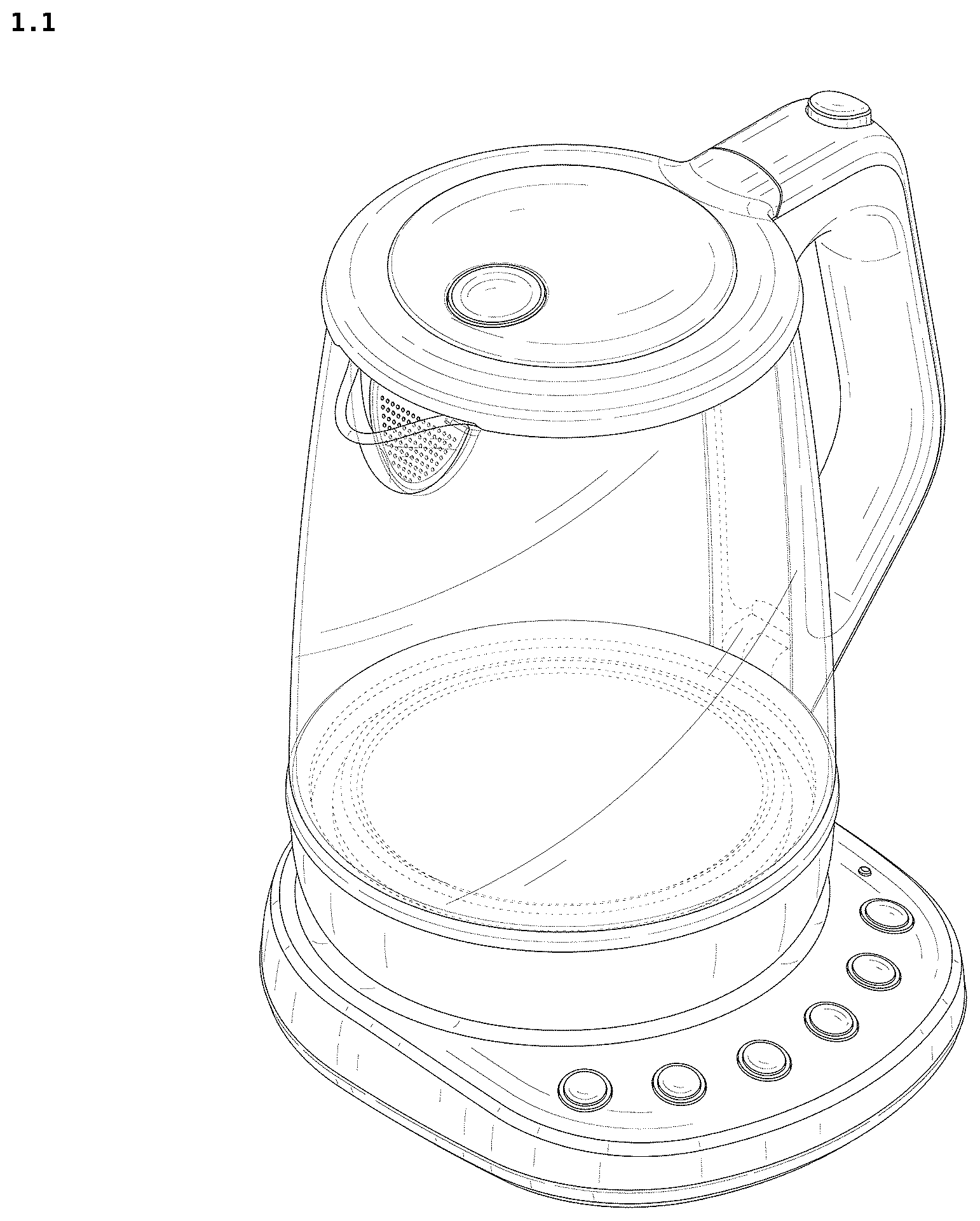 Patent USD1077558 — Electric kettle with kettle base — Figure 1