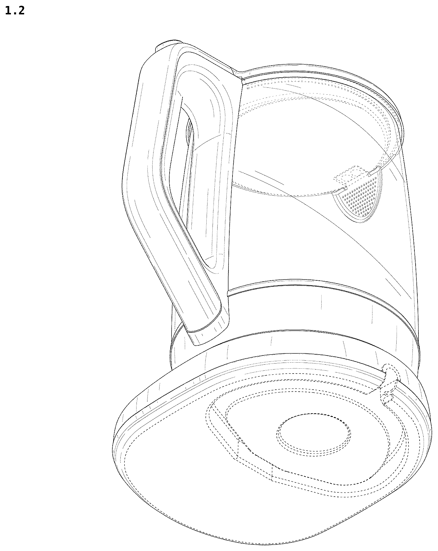 Patent USD1077558 Figure 2 – Electric kettle with kettle base