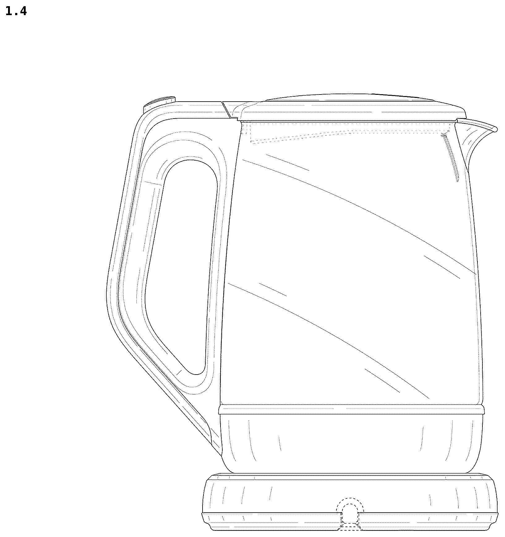 Patent USD1077558 Figure 4 – Electric kettle with kettle base