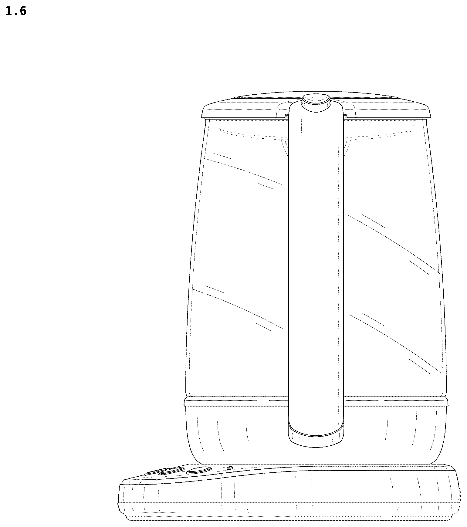 Patent USD1077558 Figure 6 – Electric kettle with kettle base