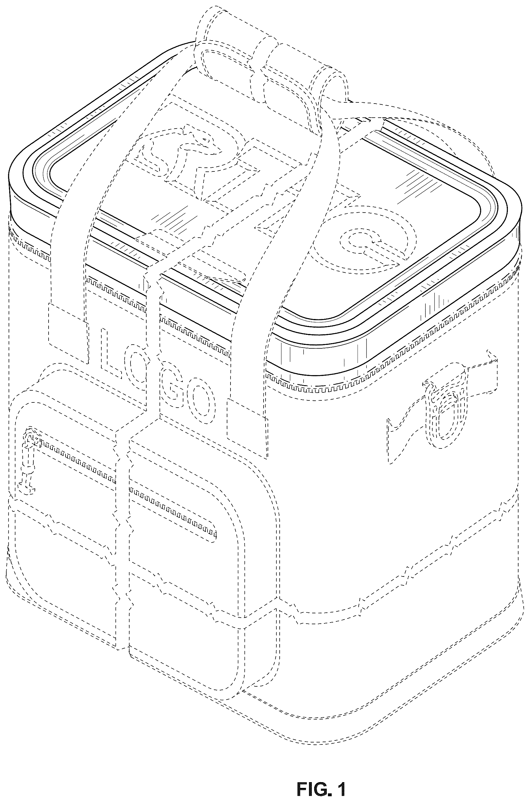 Patent USD1077586 Figure 1 – Insulating container