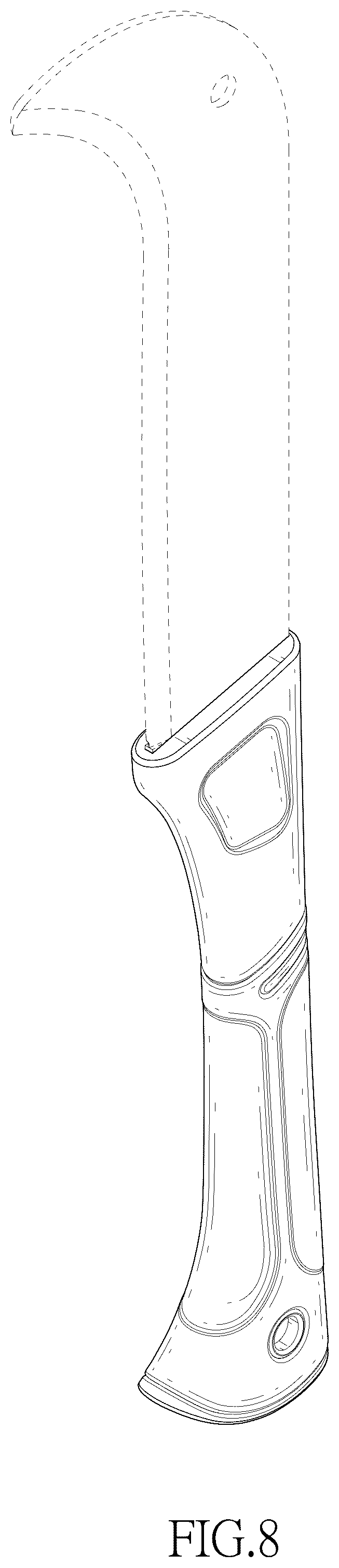 Patent USD1077611 Figure 5 – Garden knife handle