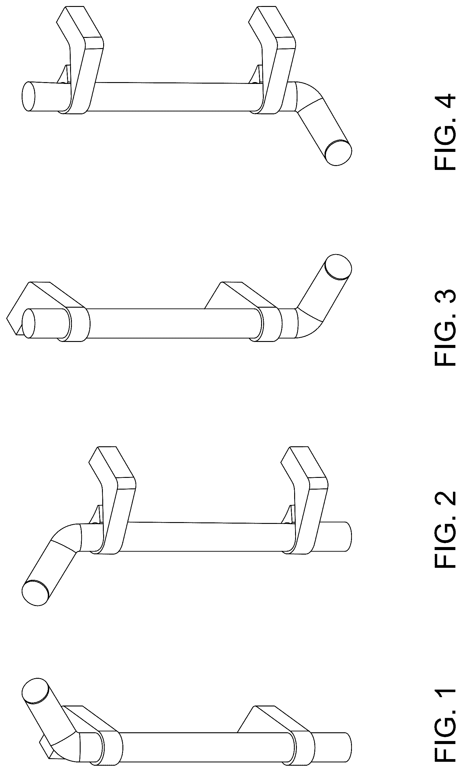 Patent USD1077615 Figure 1 – Adjustable and configurable bent door pull assembly