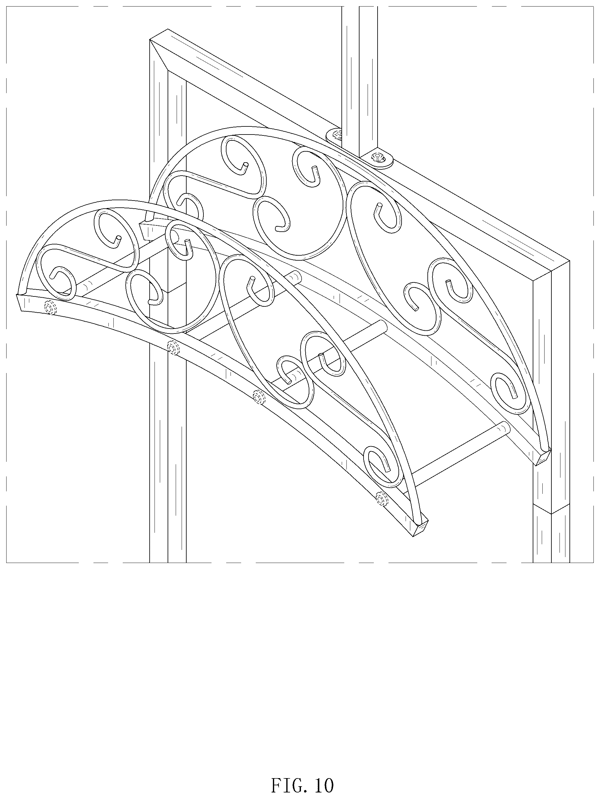 Patent USD1077621 Figure 10 – Hose holder