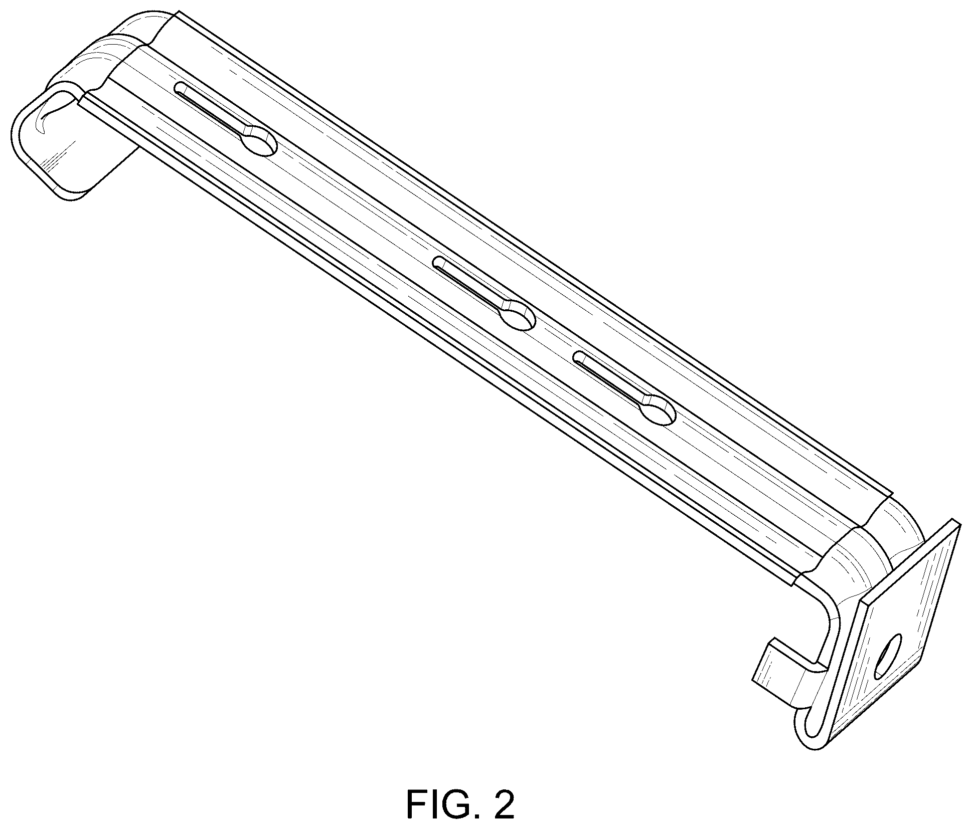Patent USD1077623 Figure 2 – Hanger with clip for a gutter guard assembly