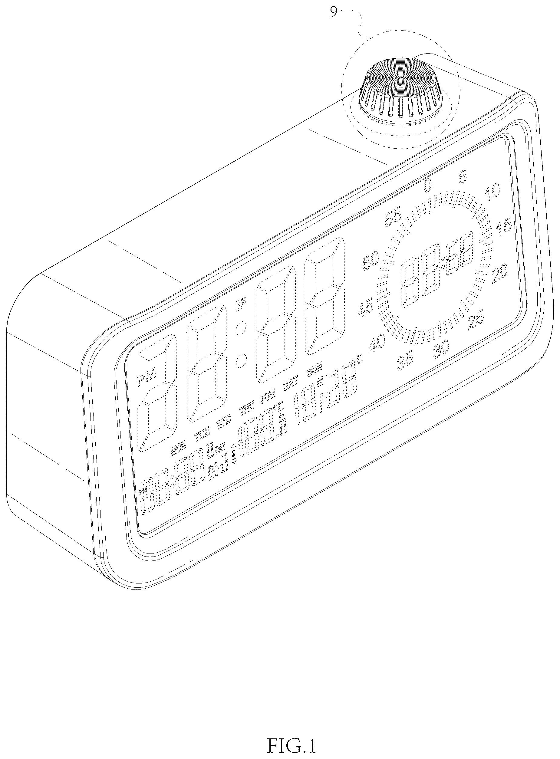 Patent USD1077653 Figure 1 – Alarm clock