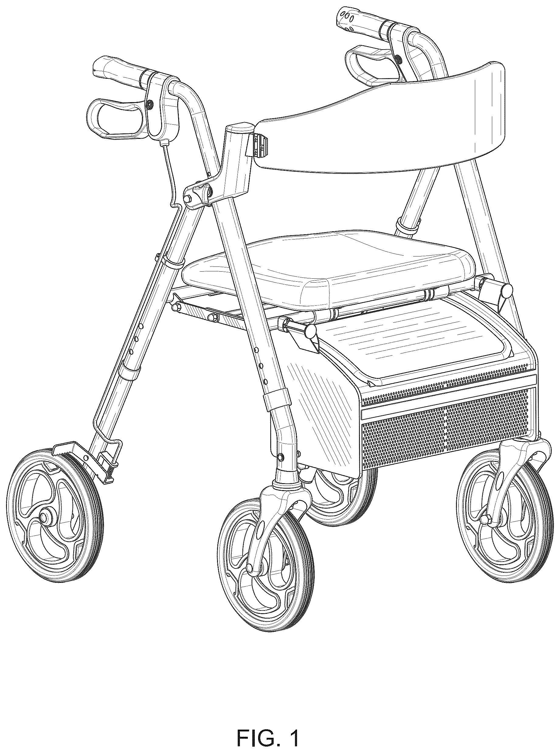 Patent USD1077690 Figure 1 – Rolling walker