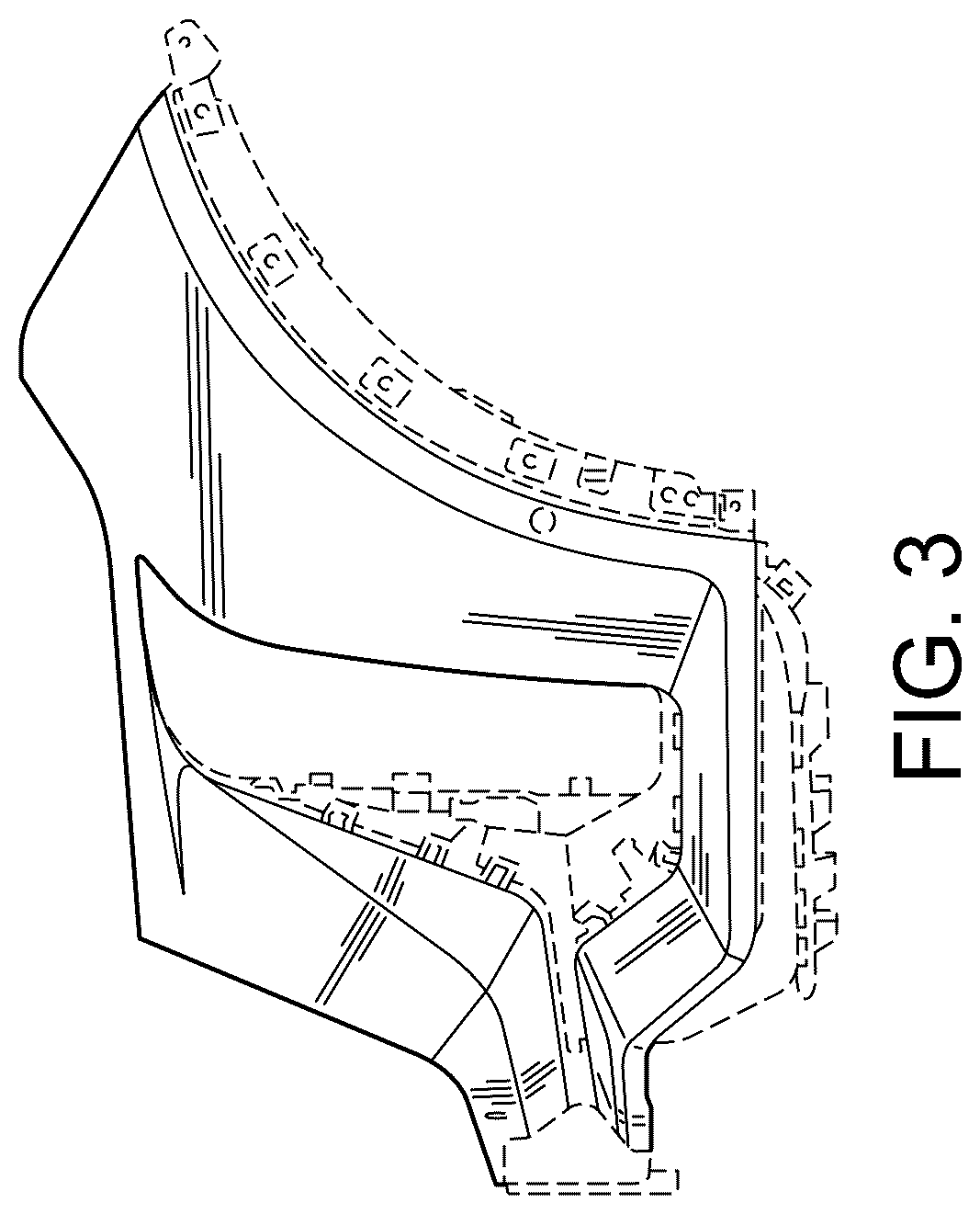 Patent USD1077697 Figure 3 – Vehicle front upper fascia