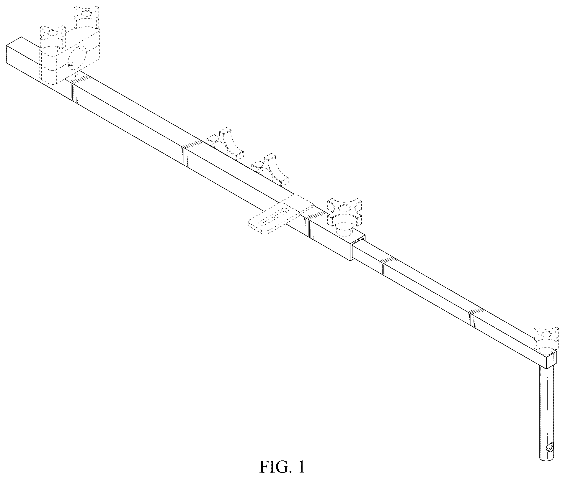 Patent USD1077701 Figure 1 – Mirror extension arm for a wide-load truck