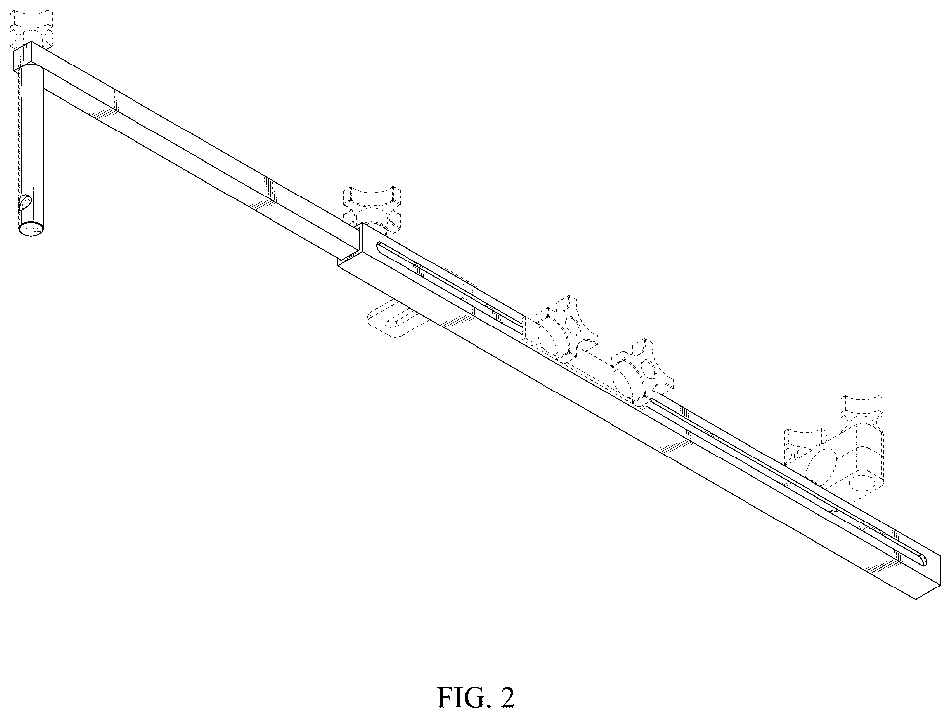 Patent USD1077701 Figure 2 – Mirror extension arm for a wide-load truck