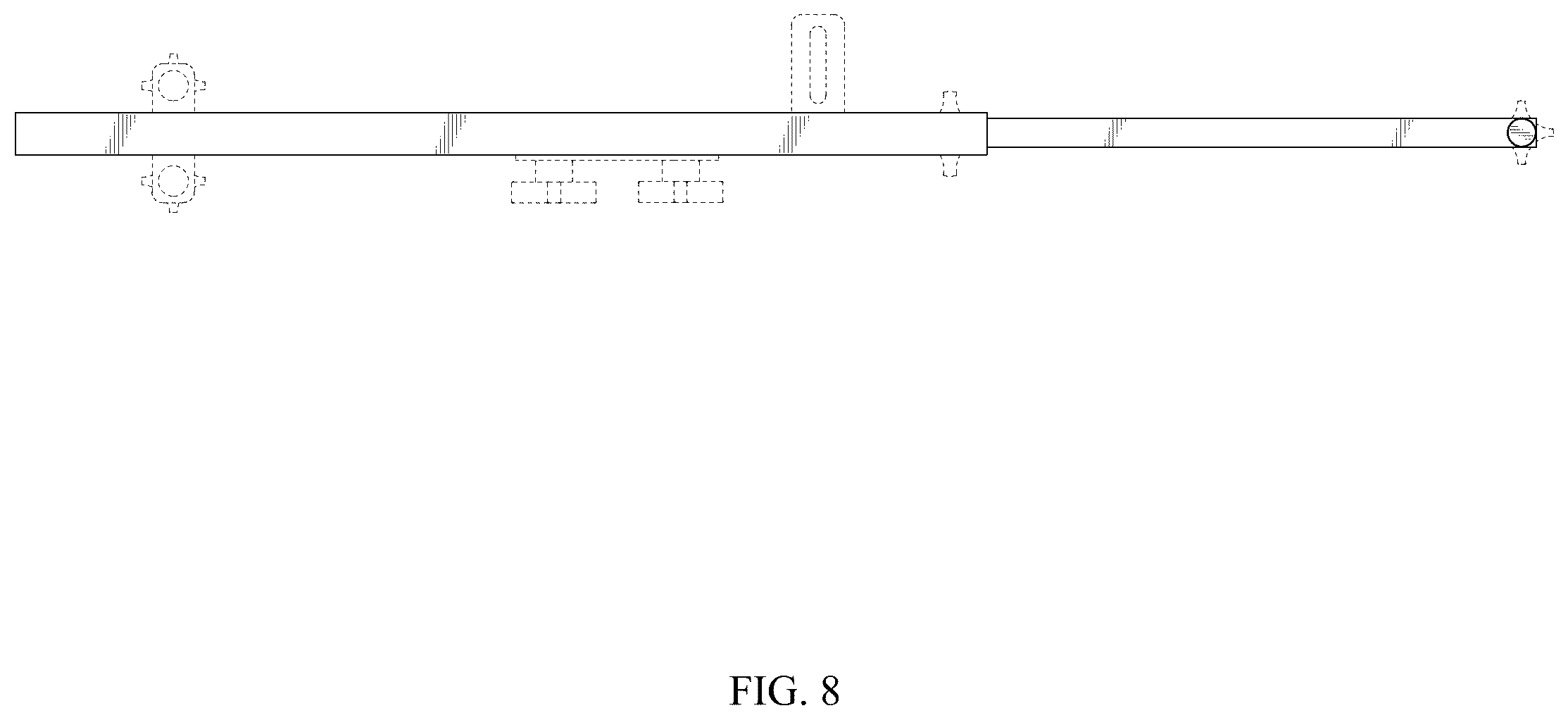 Patent USD1077701 Figure 8 – Mirror extension arm for a wide-load truck