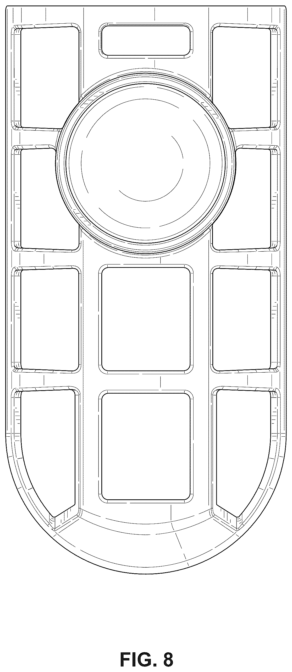 Patent USD1077716 Figure 8 – Food basket for a golf cart