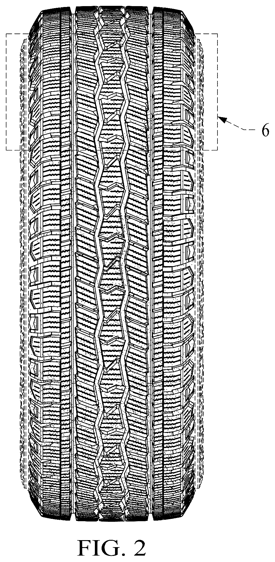 Patent USD1077720 Figure 2 – Vehicle tire tread