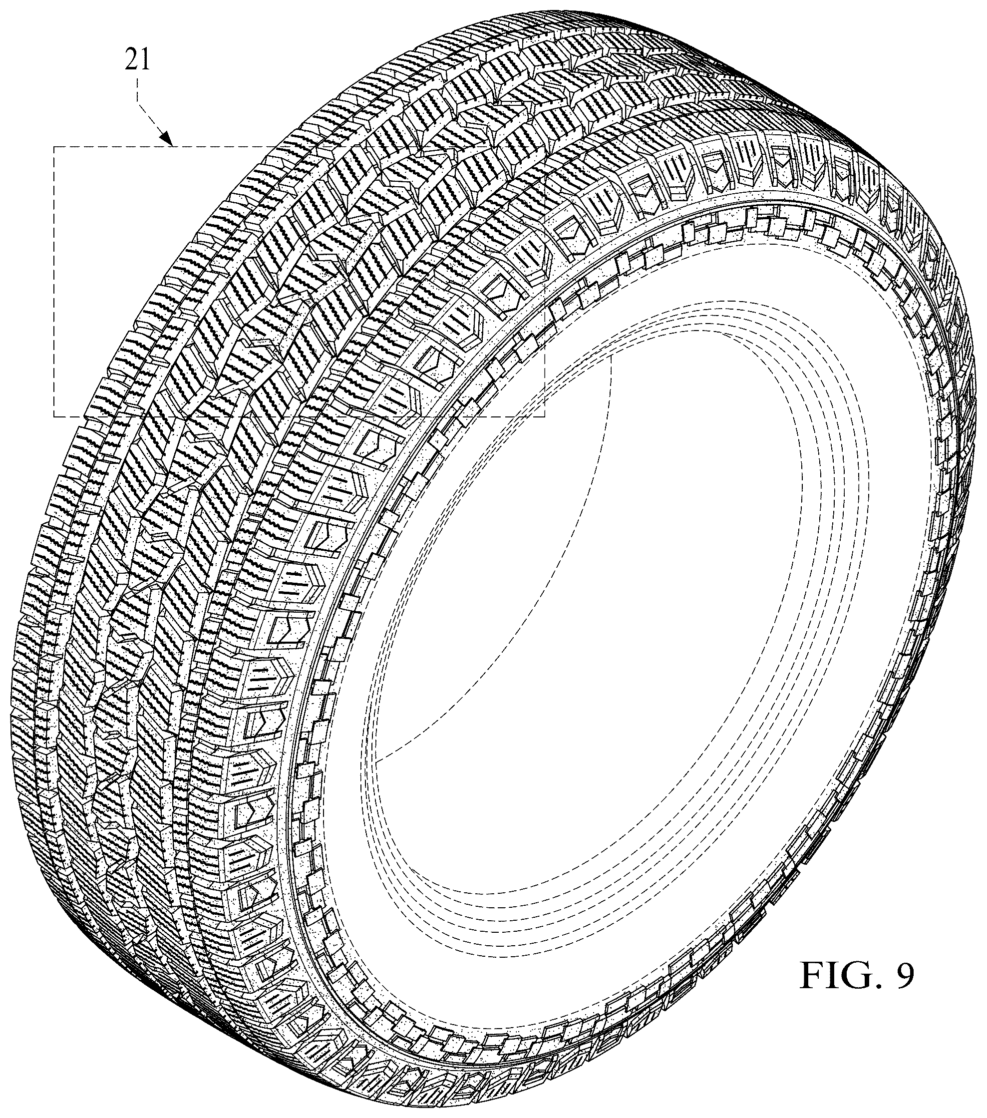 Patent USD1077720 Figure 9 – Vehicle tire tread