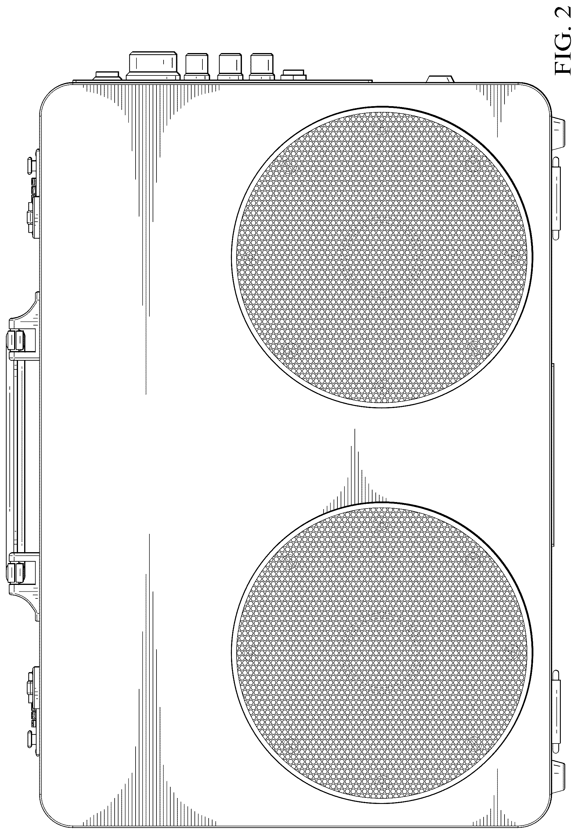 Patent USD1077774 Figure 2 – Briefcase stereo