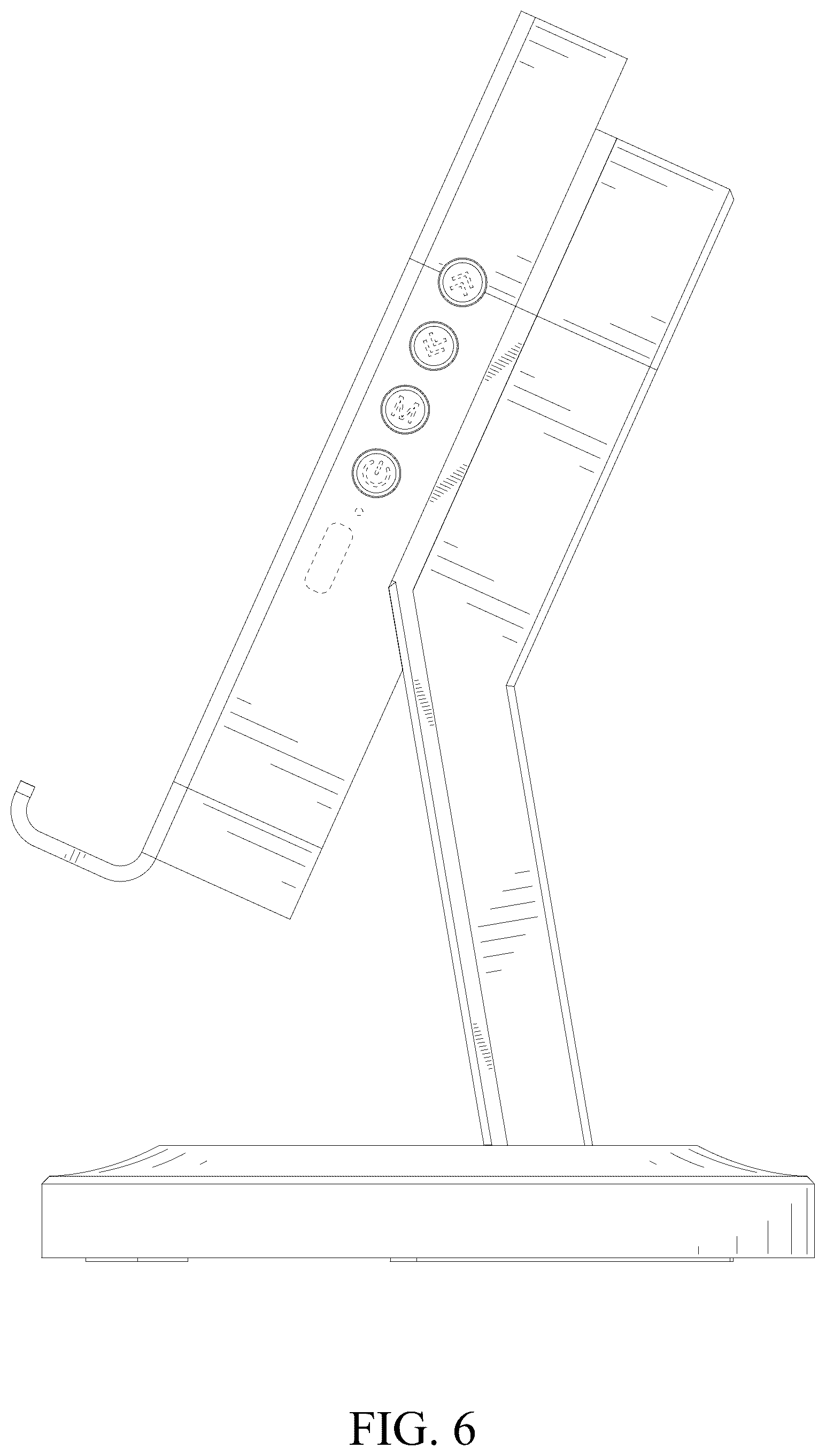 Patent USD1077775 Figure 6 – Mobile phone stand with speaker