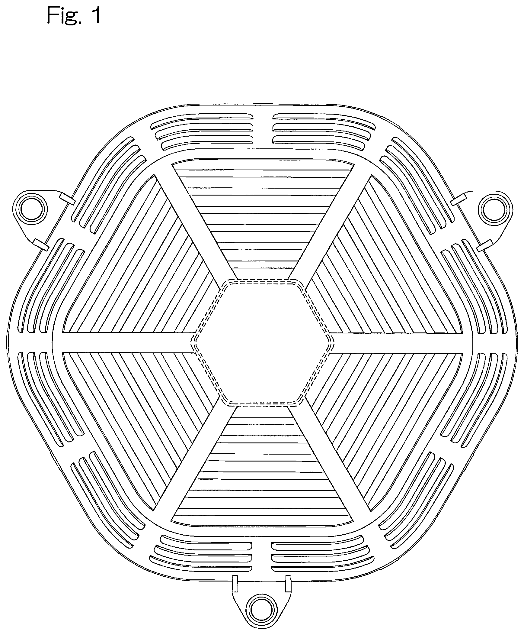 Patent USD1077858 Figure 1 – Screen cover for a general purpose engine
