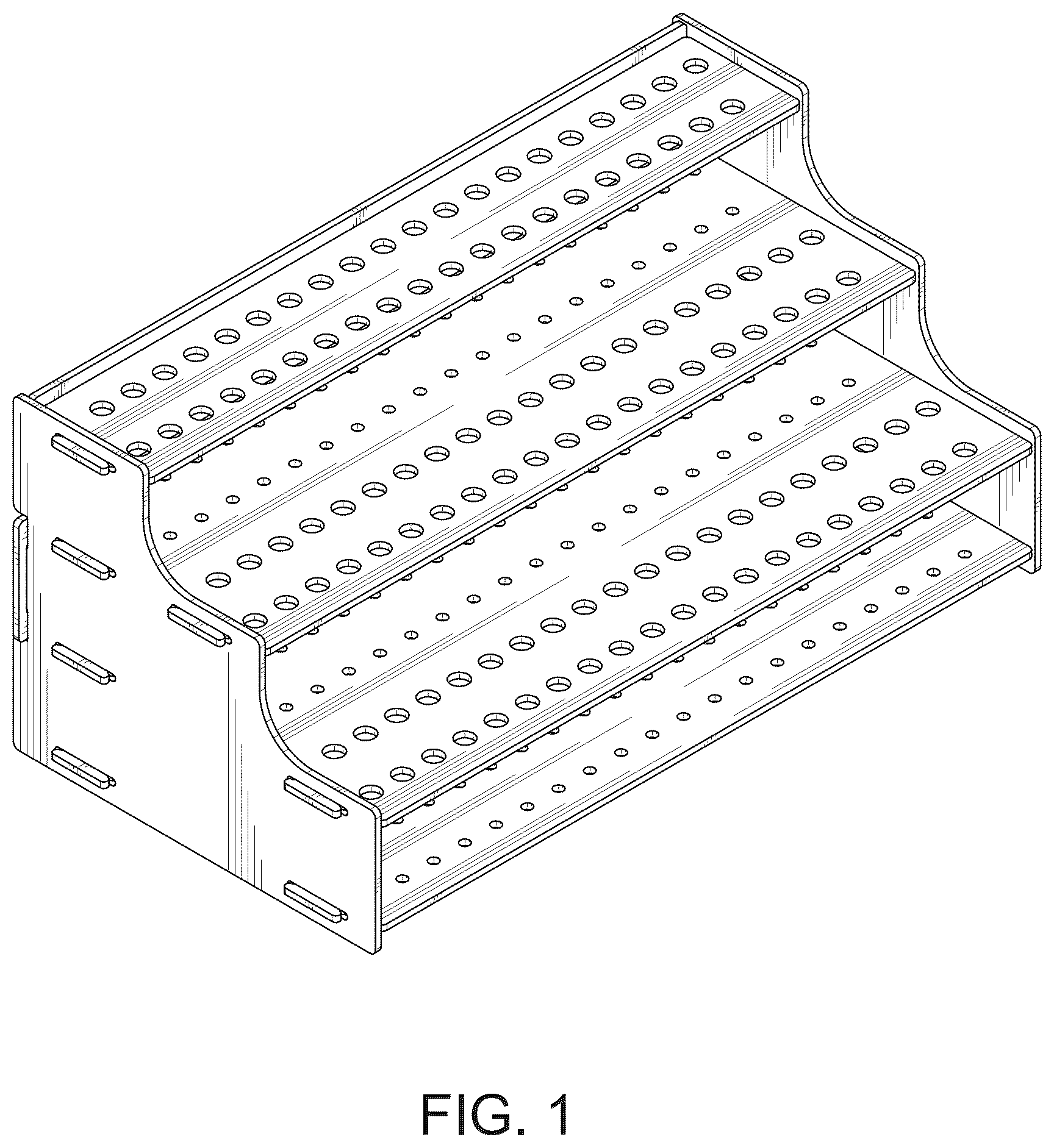 Patent USD1077907 Figure 1 – Color pencil storage rack