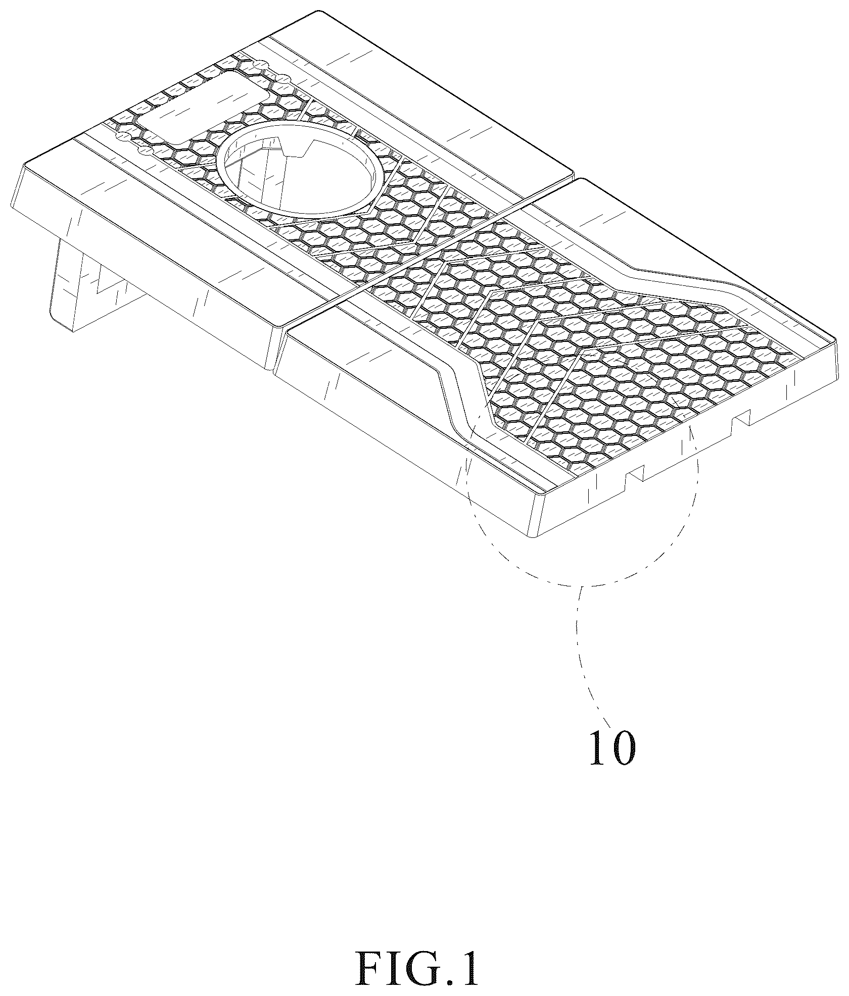 Patent USD1077913 Figure 1 – Cornhole board
