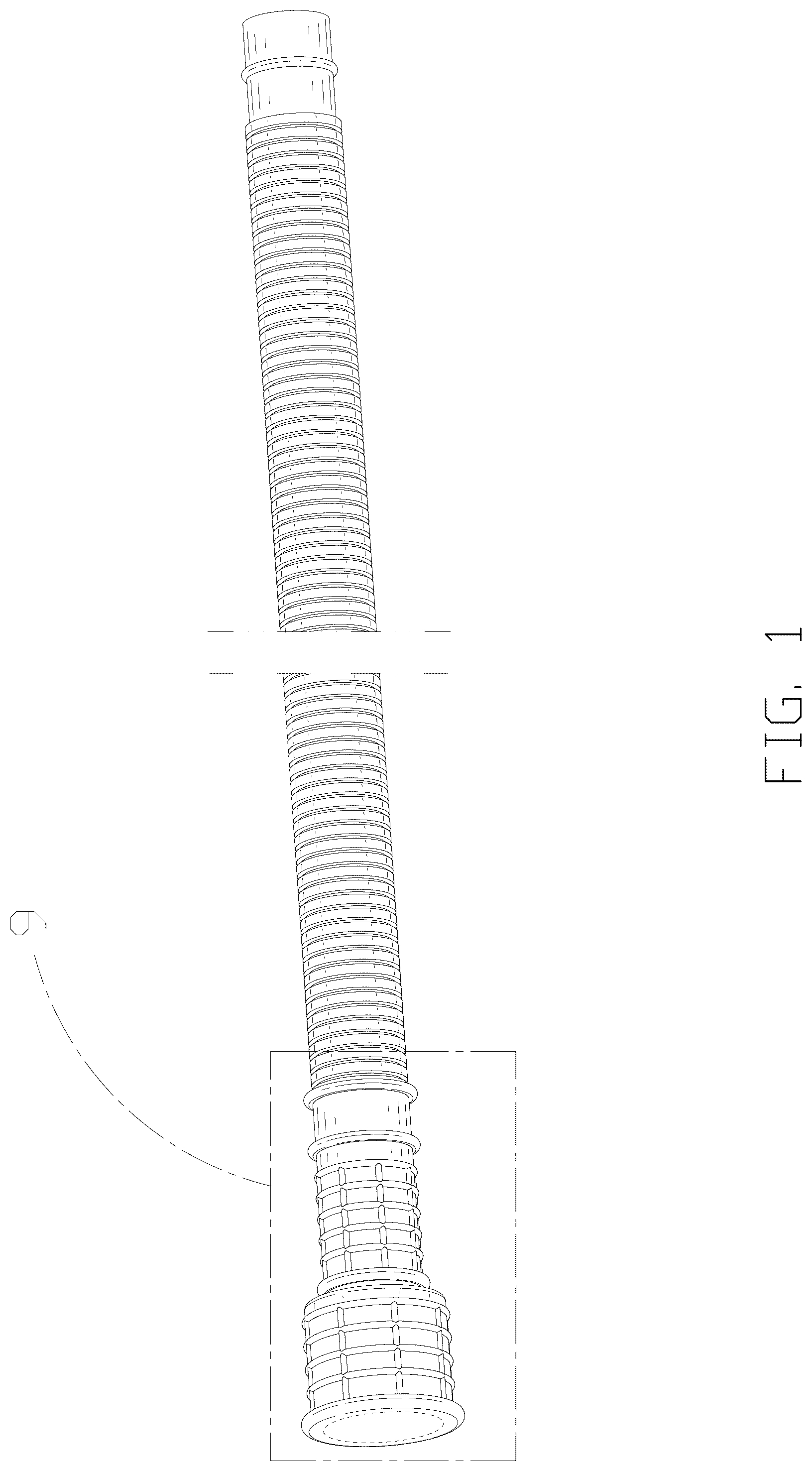 Patent USD1077997 Figure 1 – Drain hose