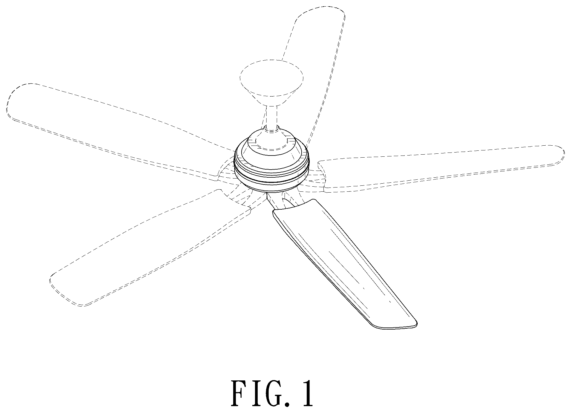 Patent USD1078020 Figure 1 – Ceiling fan