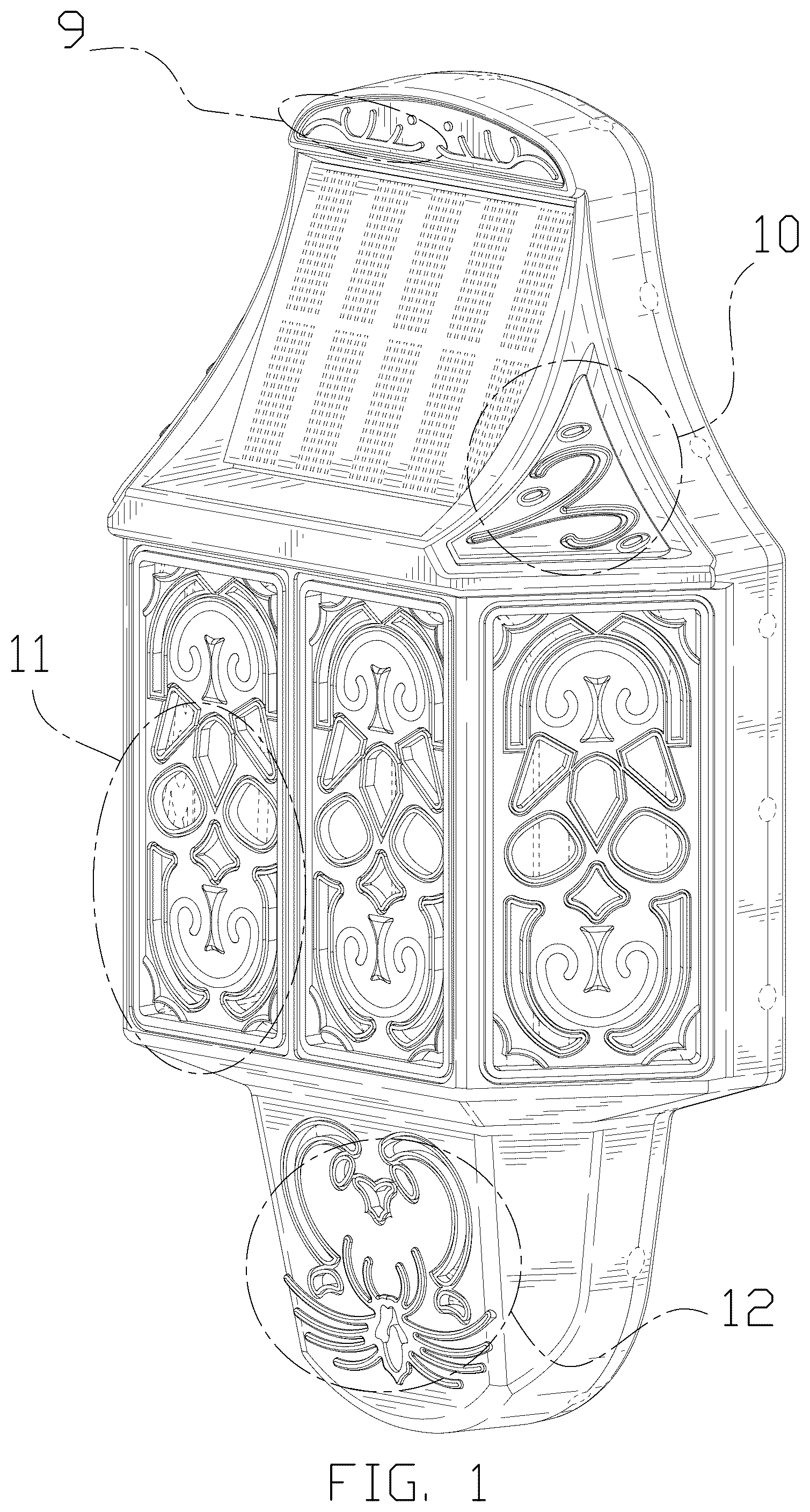 Patent USD1078132 — Solar wall lamp — Figure 1