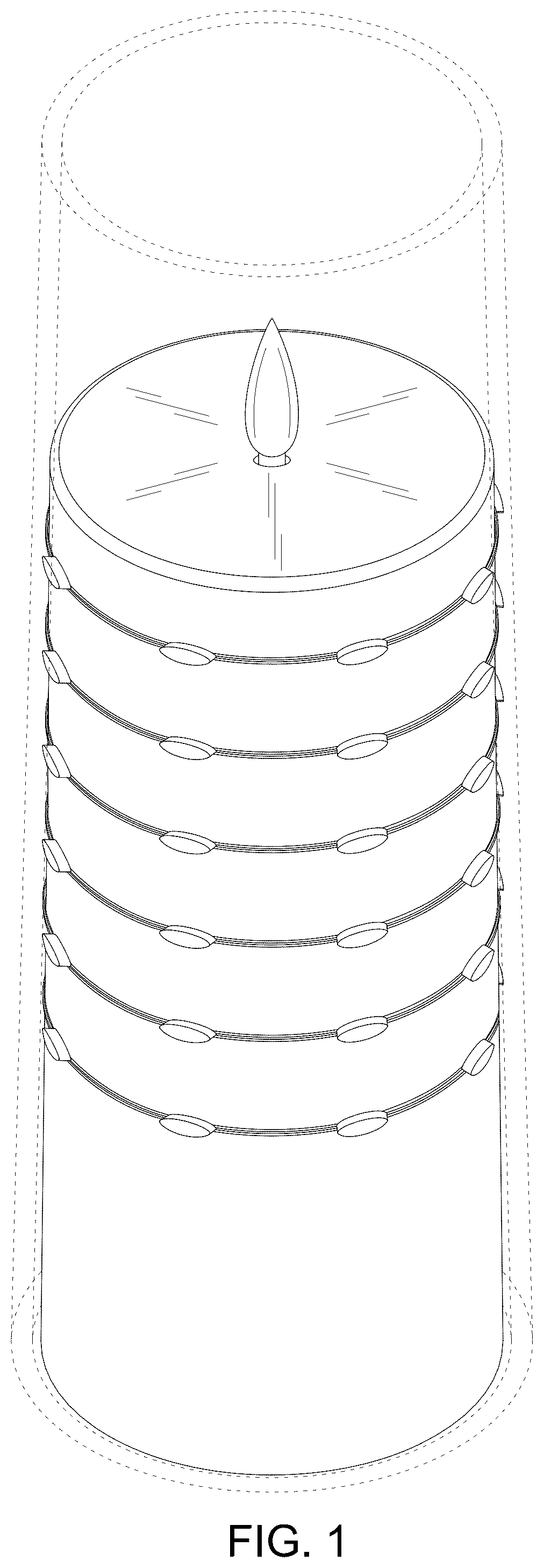 Patent USD1078140 Figure 1 – Candle lamp