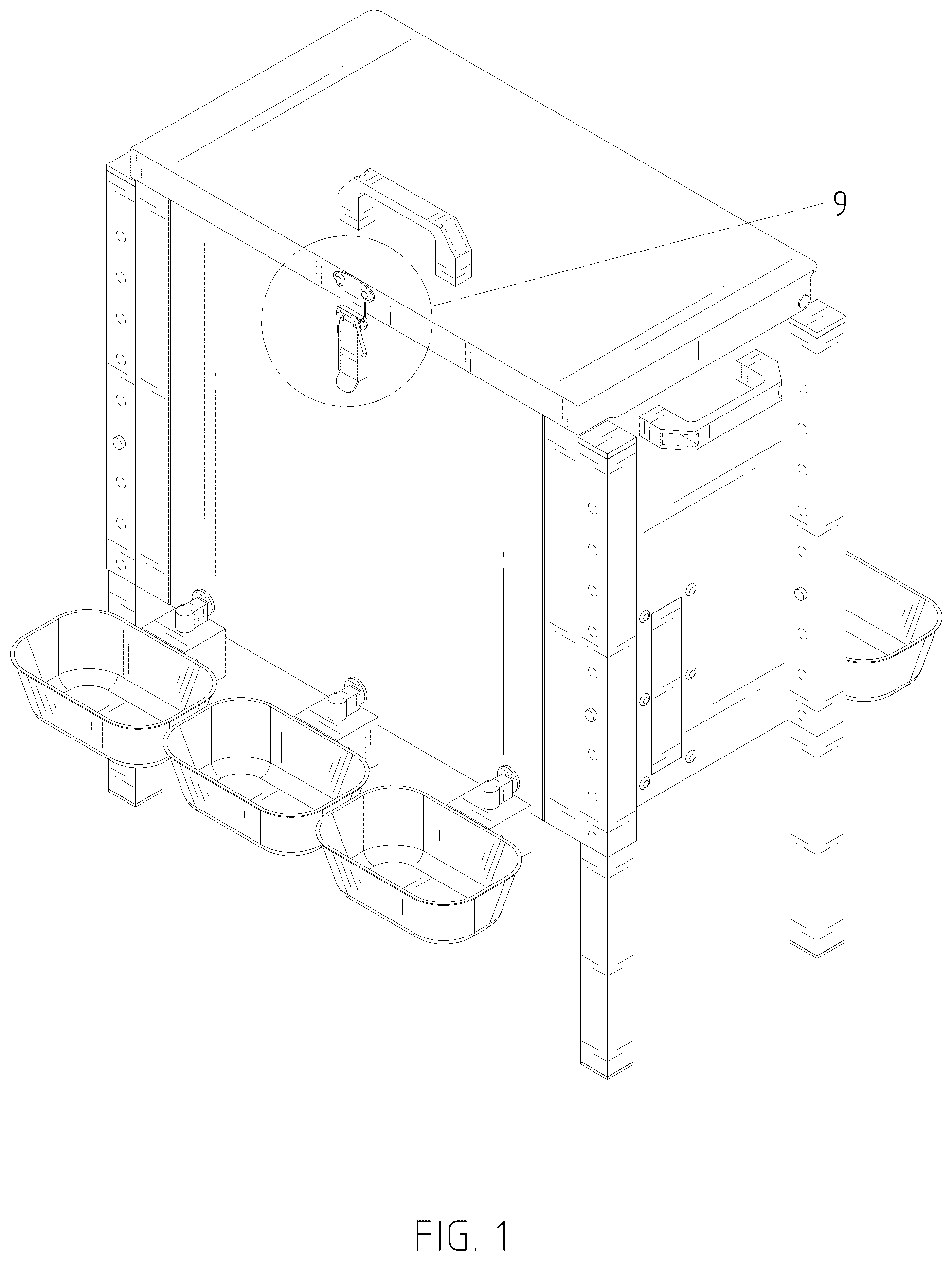 Patent USD1078172 Figure 1 – Animal feeding and drinking trough