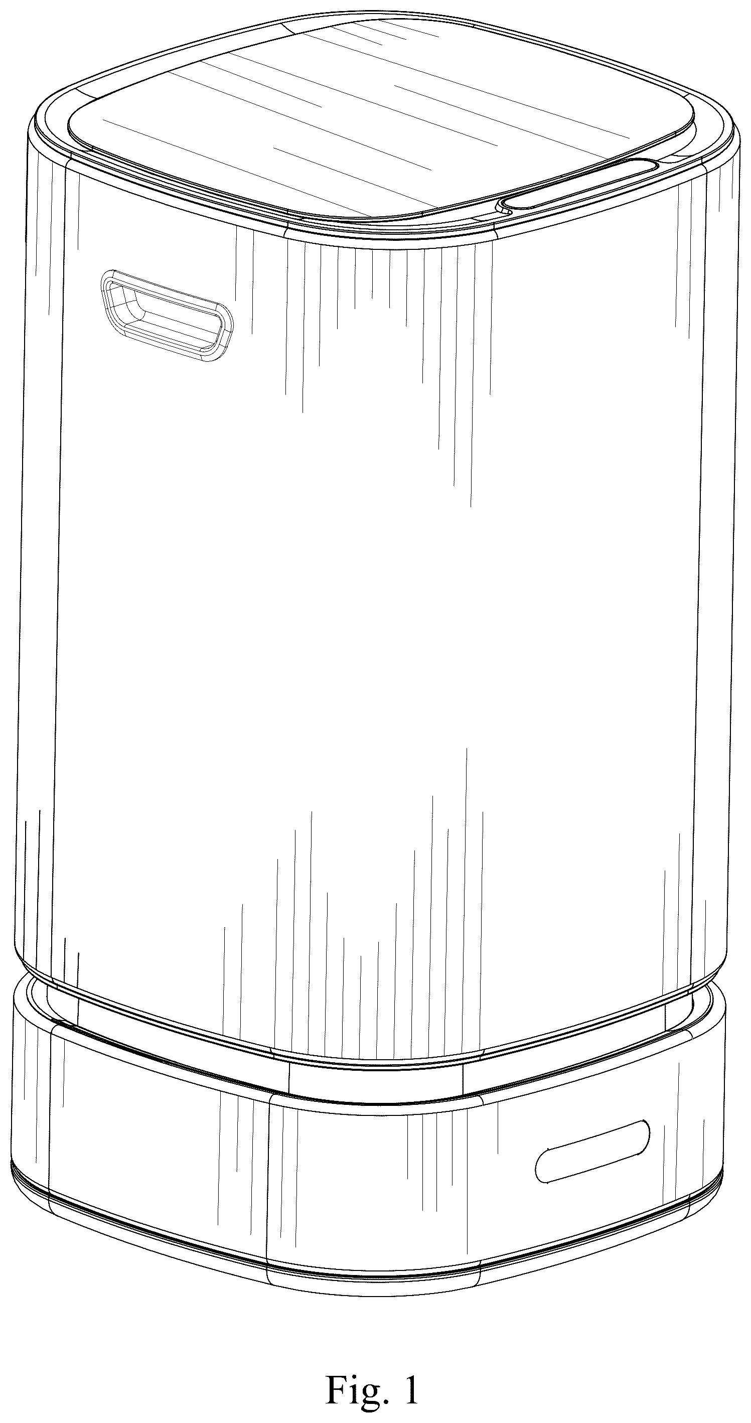 Patent USD1078205 Figure 1 – Waste receptacle
