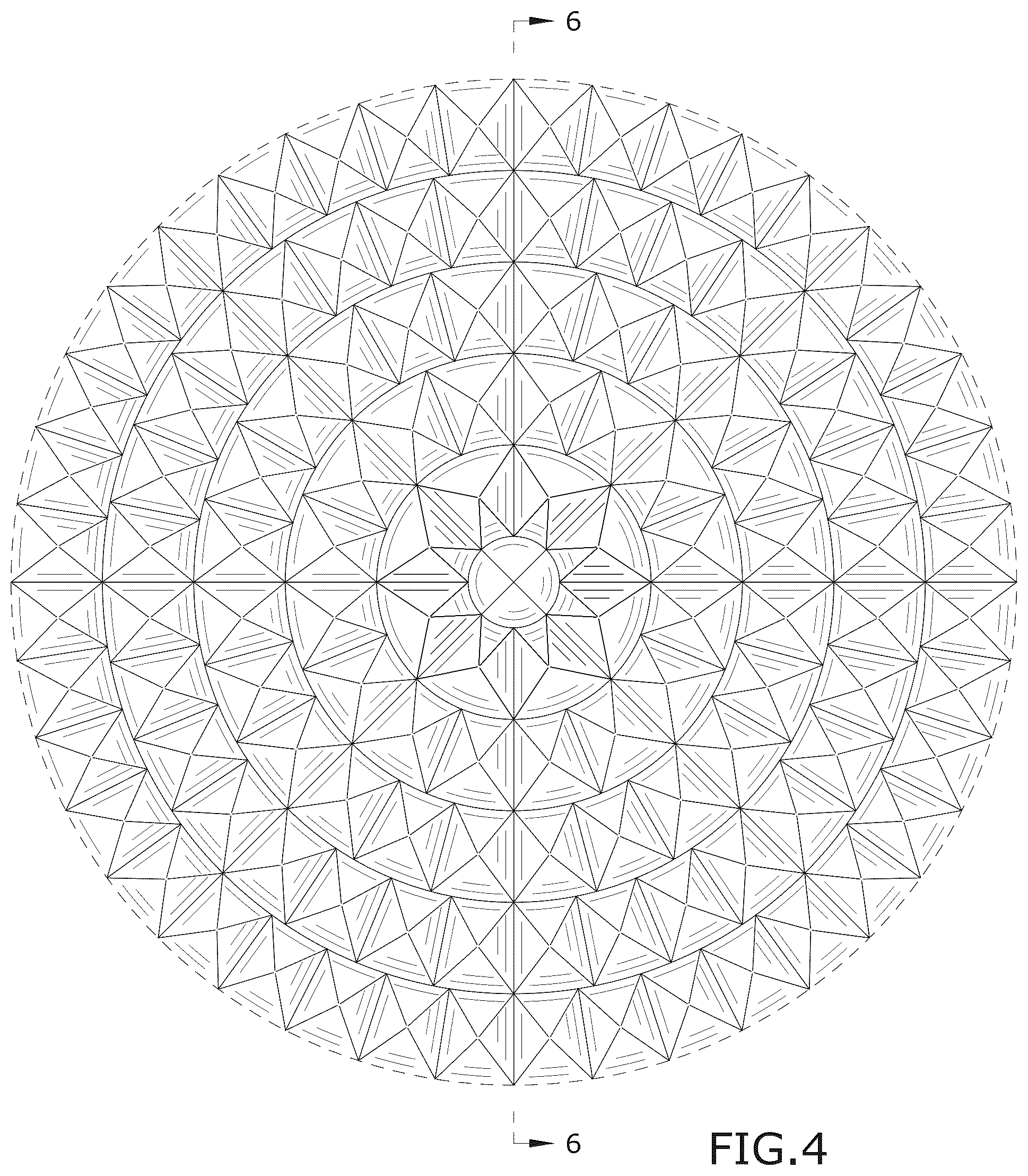 Patent USD1078333 Figure 3 – Circular massage mat with pyramids