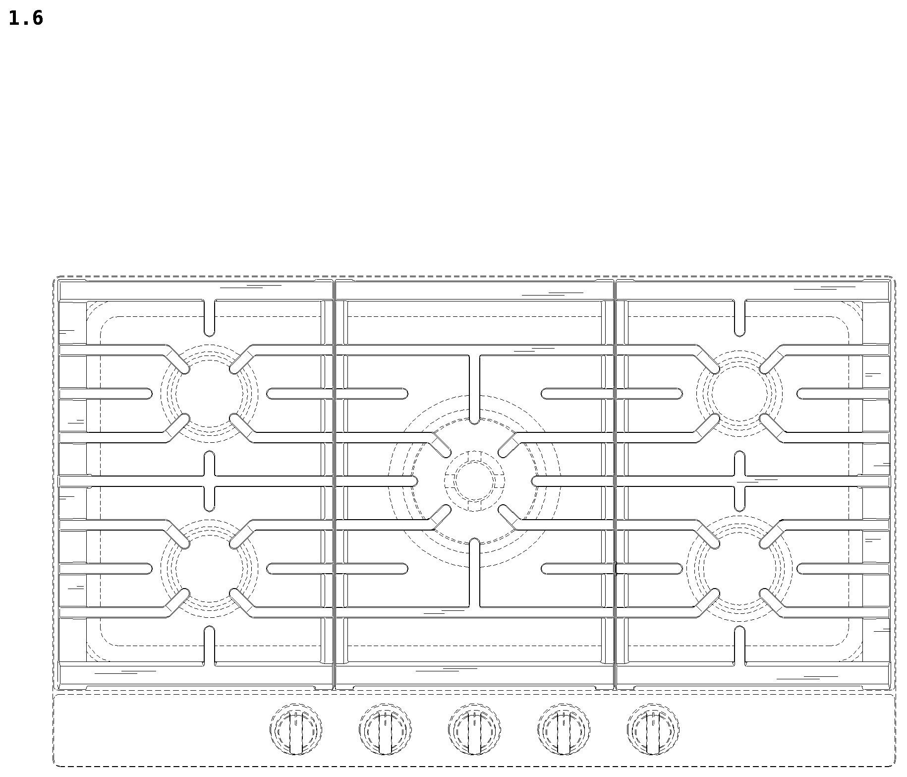 Patent USD1078379 Figure 6 – Gas cooktop