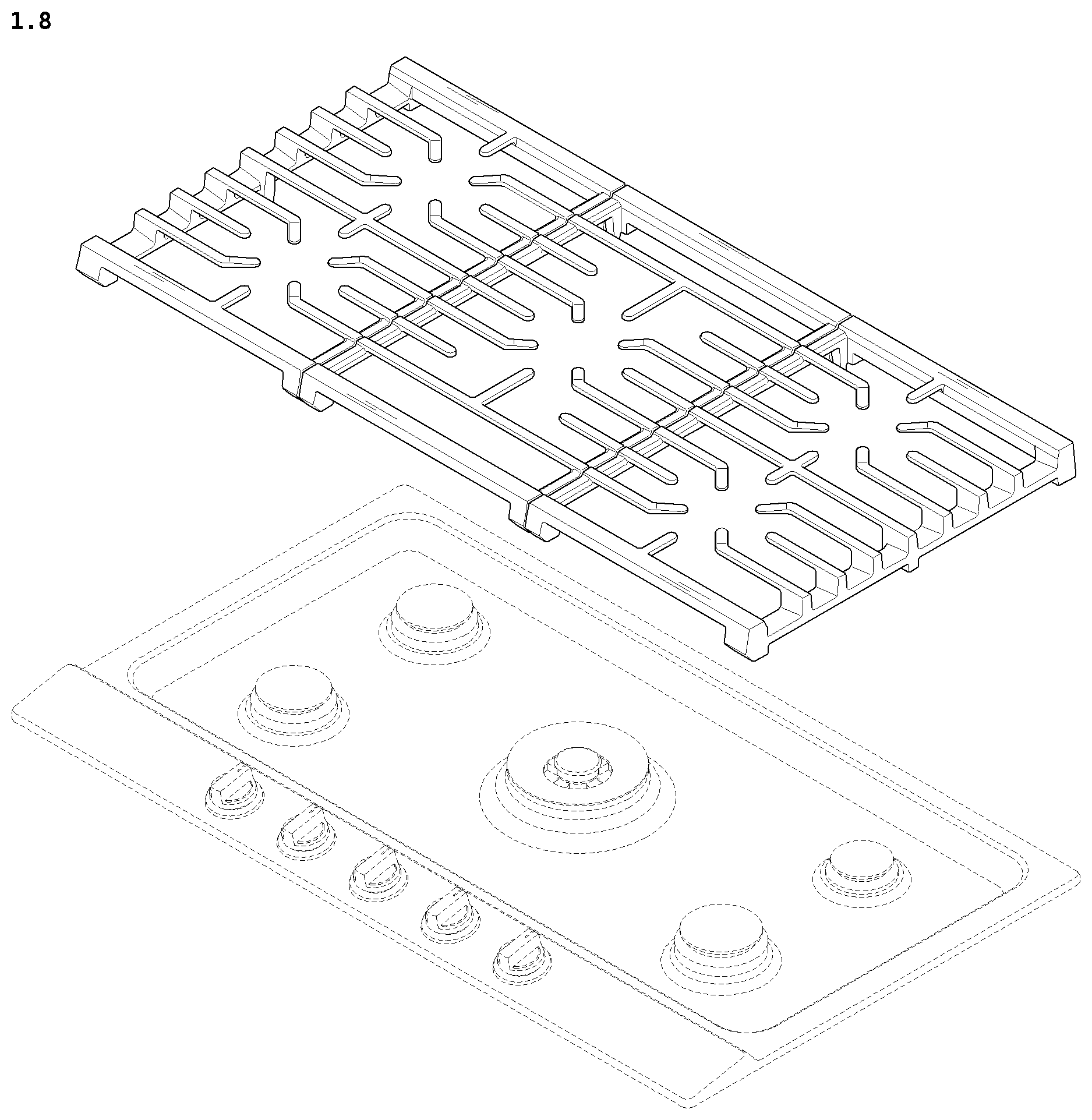 Patent USD1078379 Figure 8 – Gas cooktop