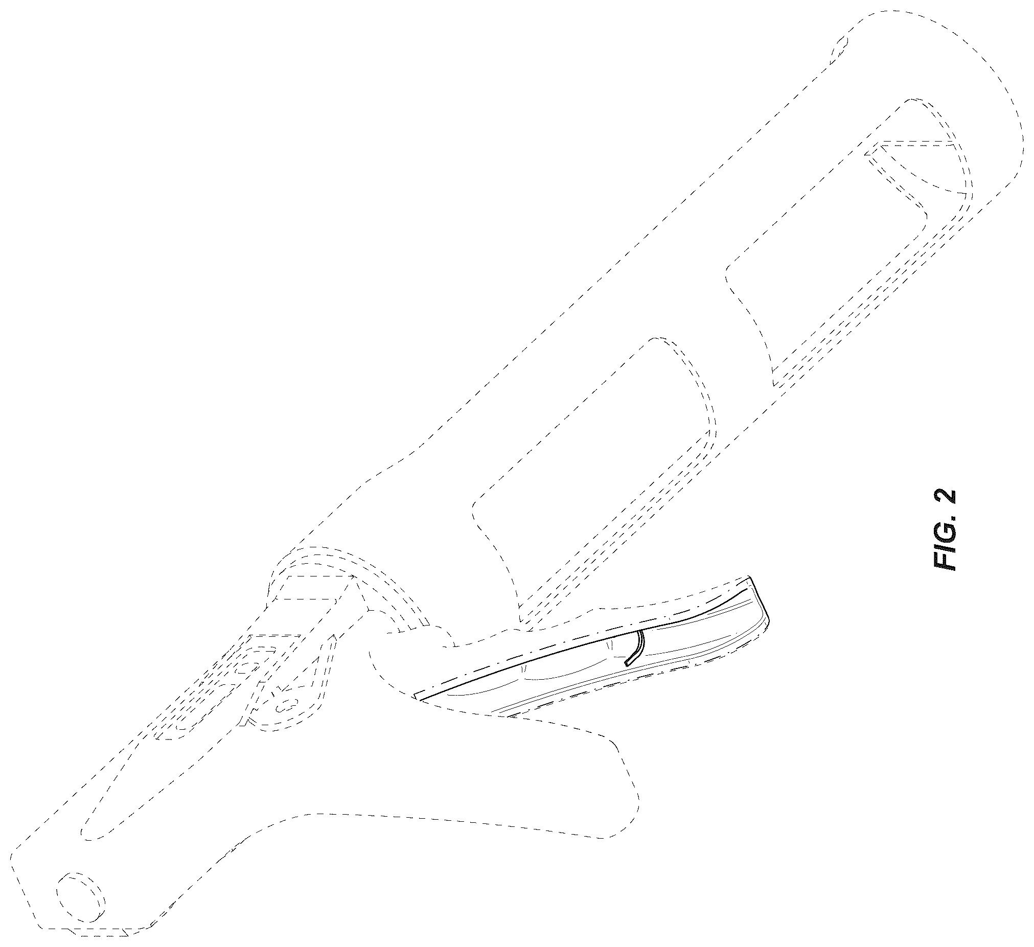 Patent USD1078416 Figure 2 – Caulk gun trigger with caulk plug stowage
