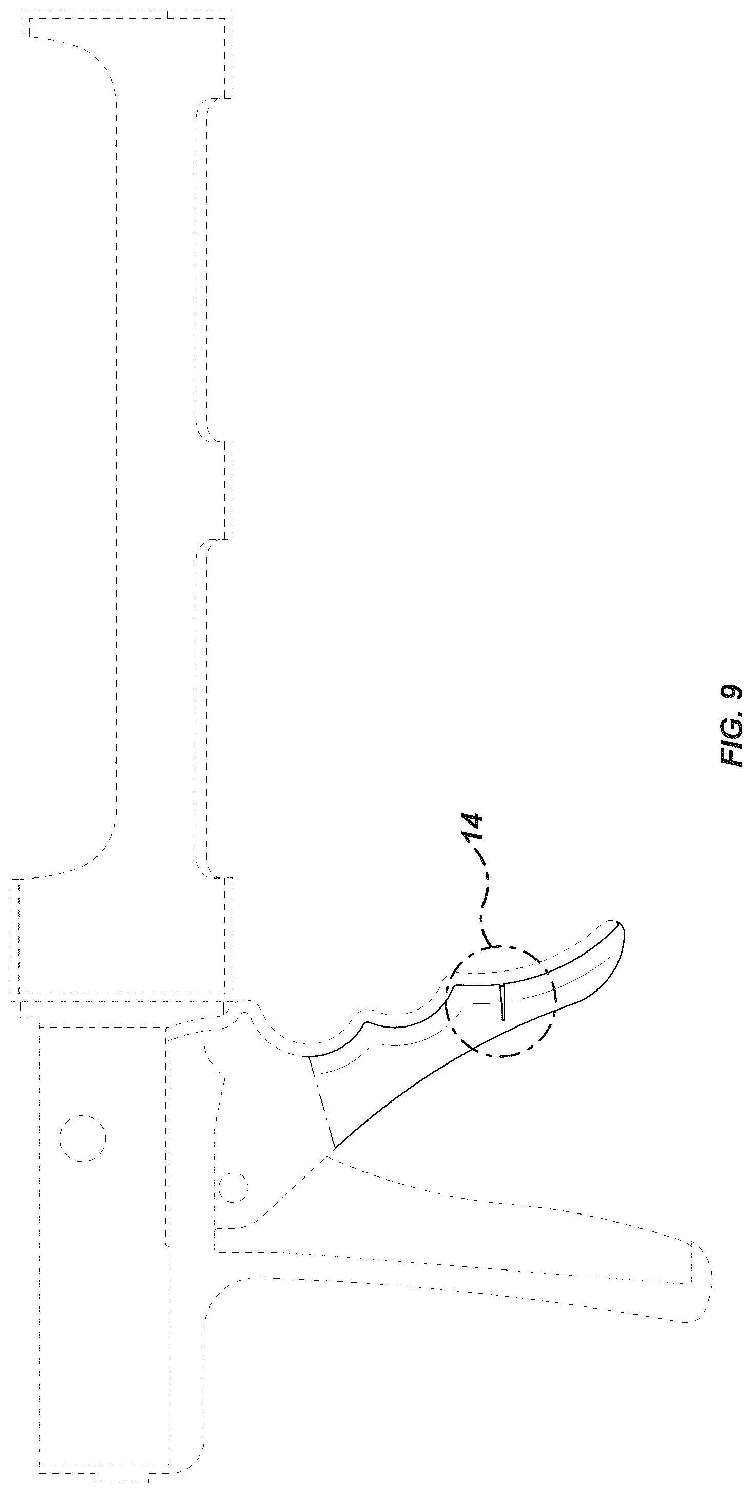 Patent USD1078416 Figure 7 – Caulk gun trigger with caulk plug stowage