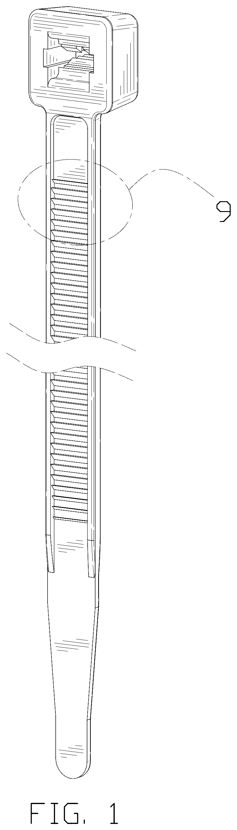 Patent USD1078450 Figure 1 – Cable tie