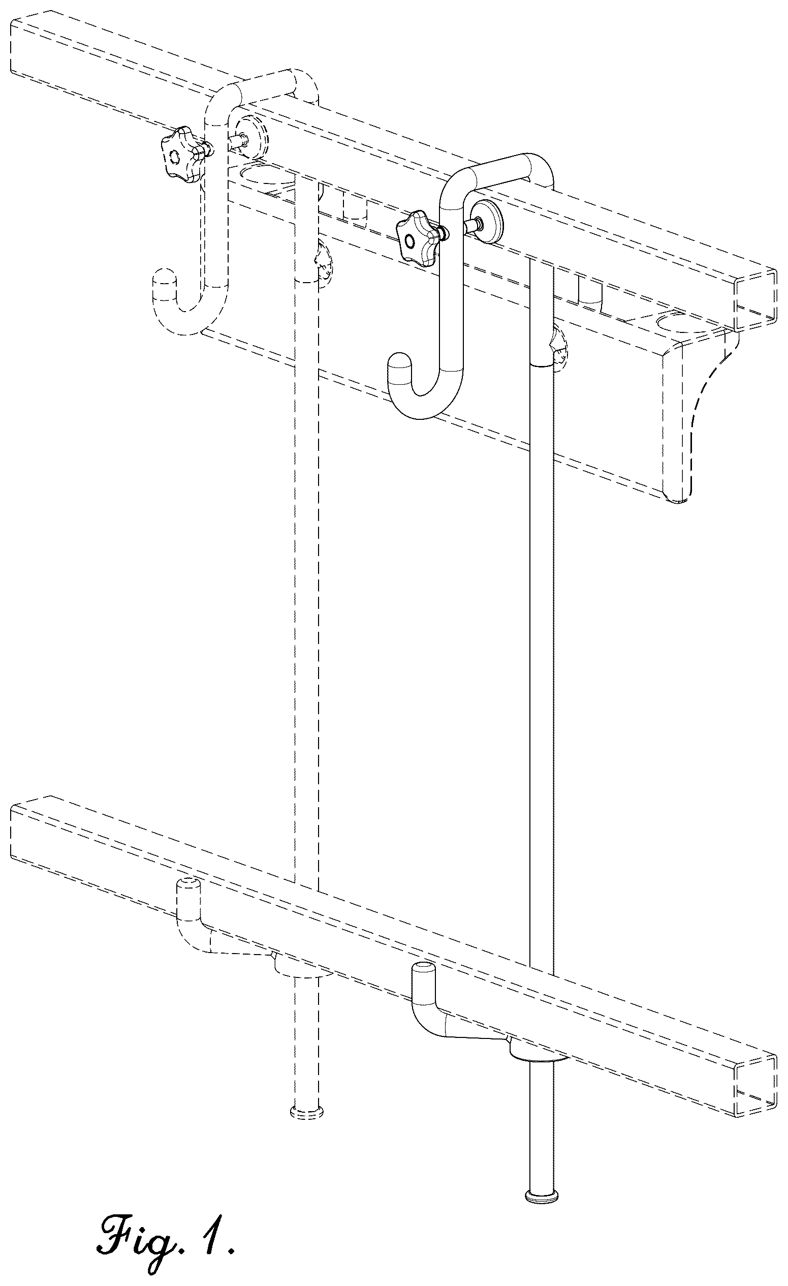 Patent USD1078456 Figure 1 – Hook device for holding tool organizers
