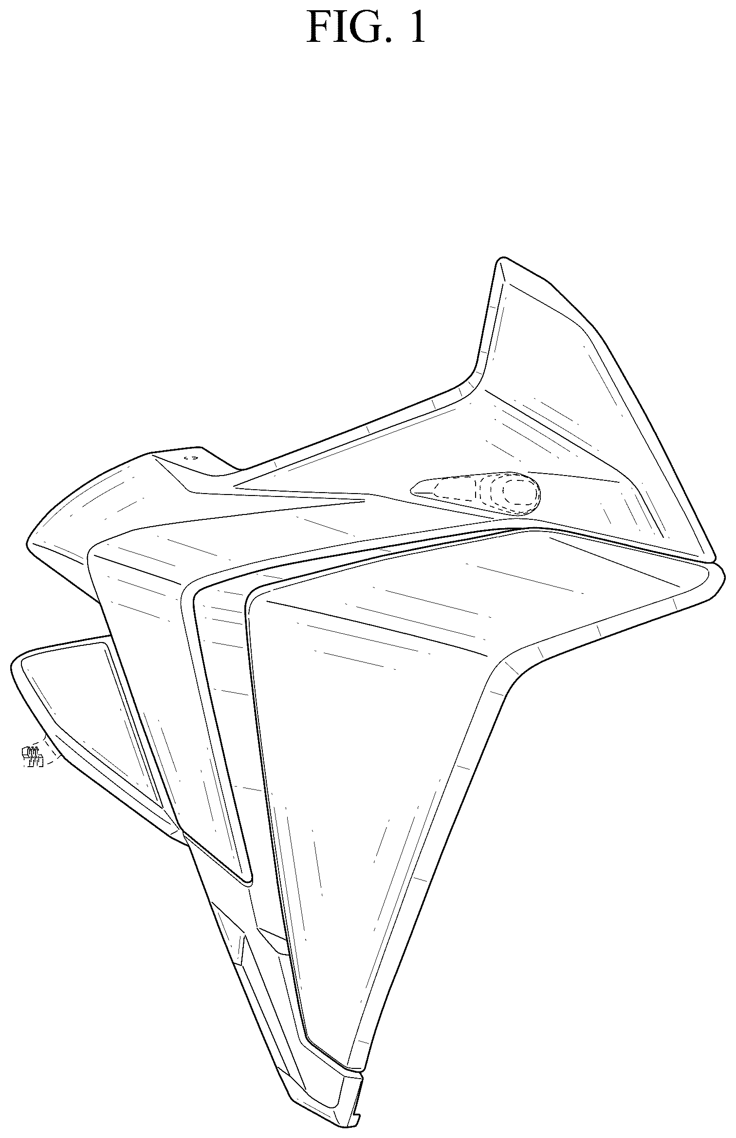 Patent USD1078554 Figure 1 – Front side cowl for motorcycle
