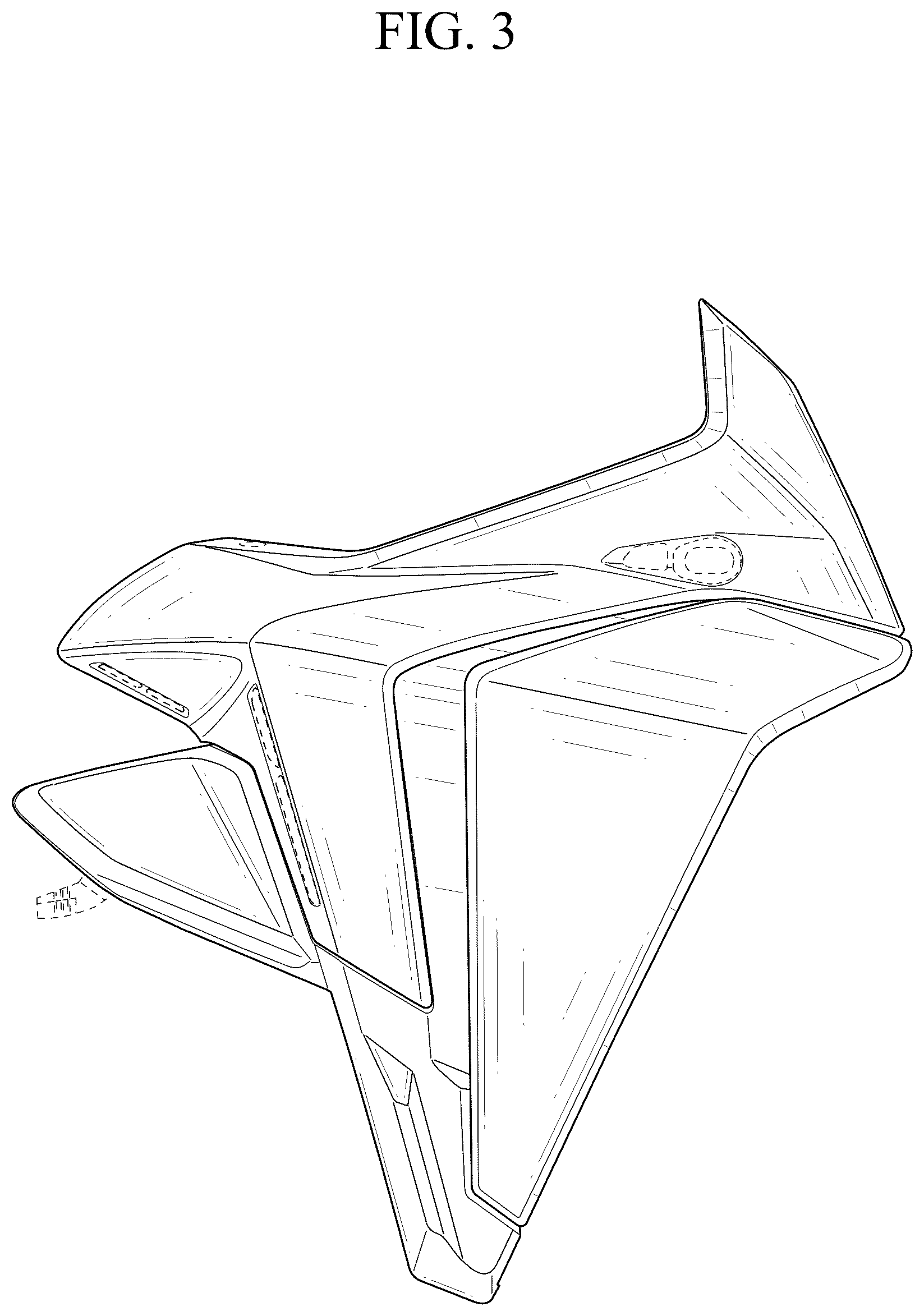 Patent USD1078554 Figure 3 – Front side cowl for motorcycle