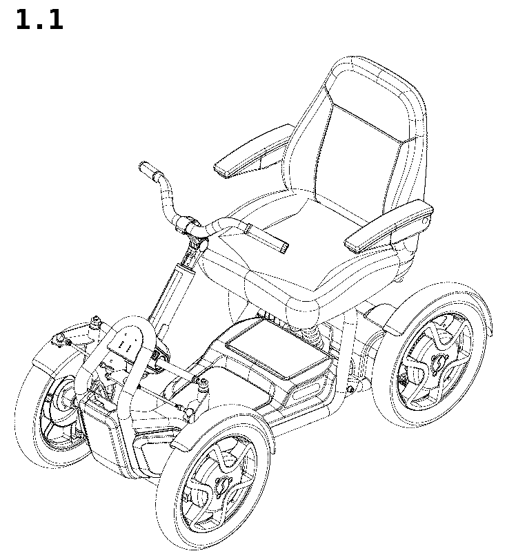 Patent USD1078555 Figure 1 – Mobility scooter