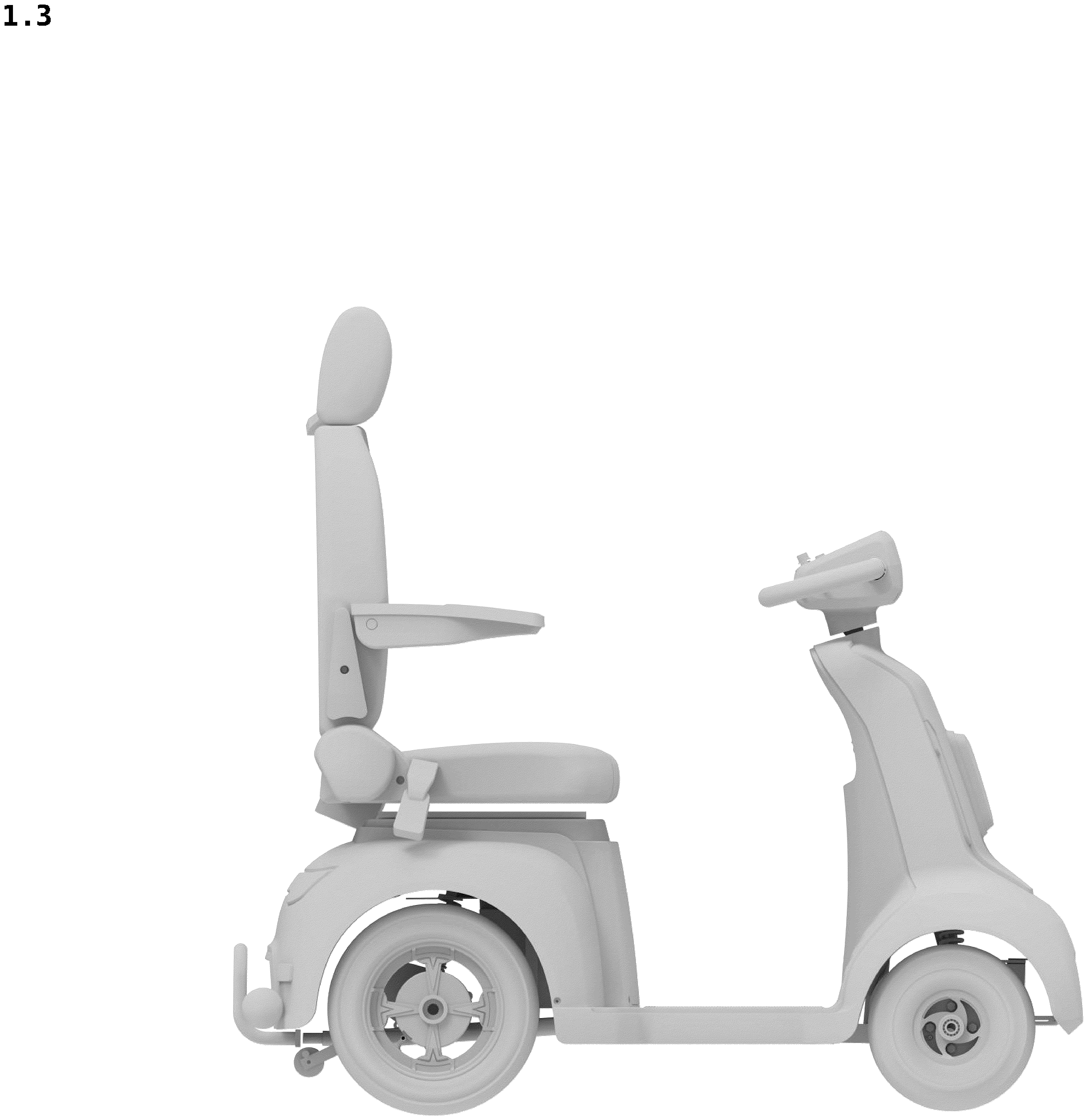 Patent USD1078558 Figure 3 – Mobility scooter