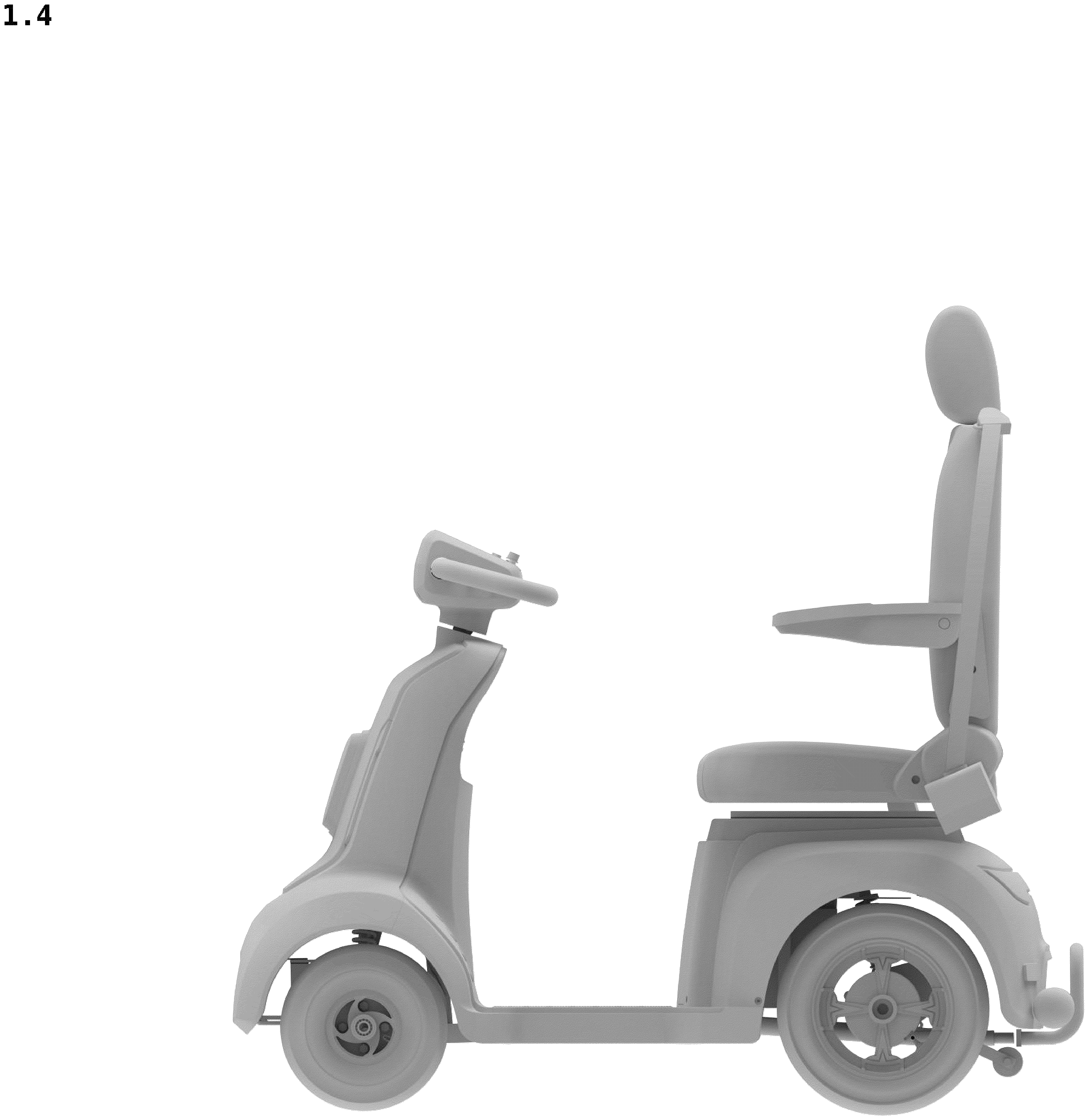 Patent USD1078558 Figure 4 – Mobility scooter