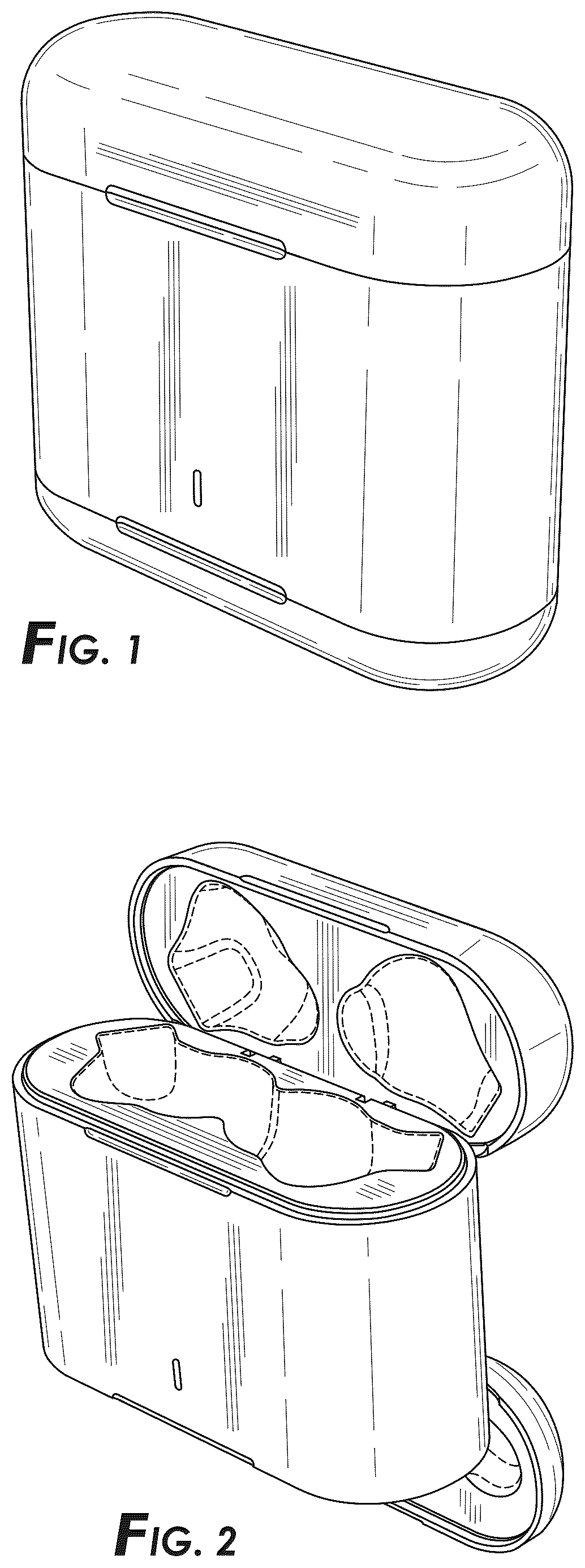 Patent USD1078625 Figure 1 – Wireless-earbud charging case
