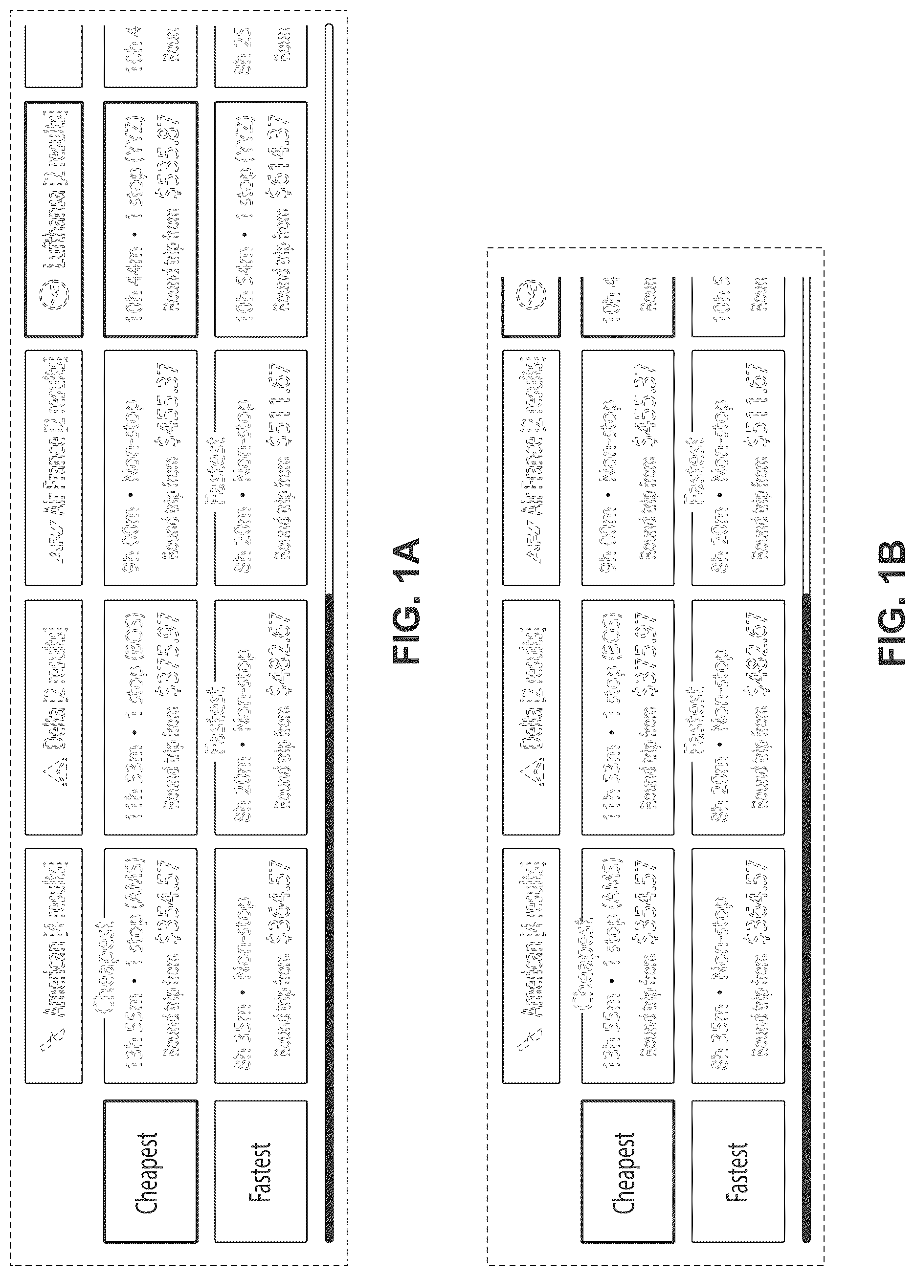 Patent USD1078764 Figure 1 – Display screen with graphical user interface showing a price grid for travel options