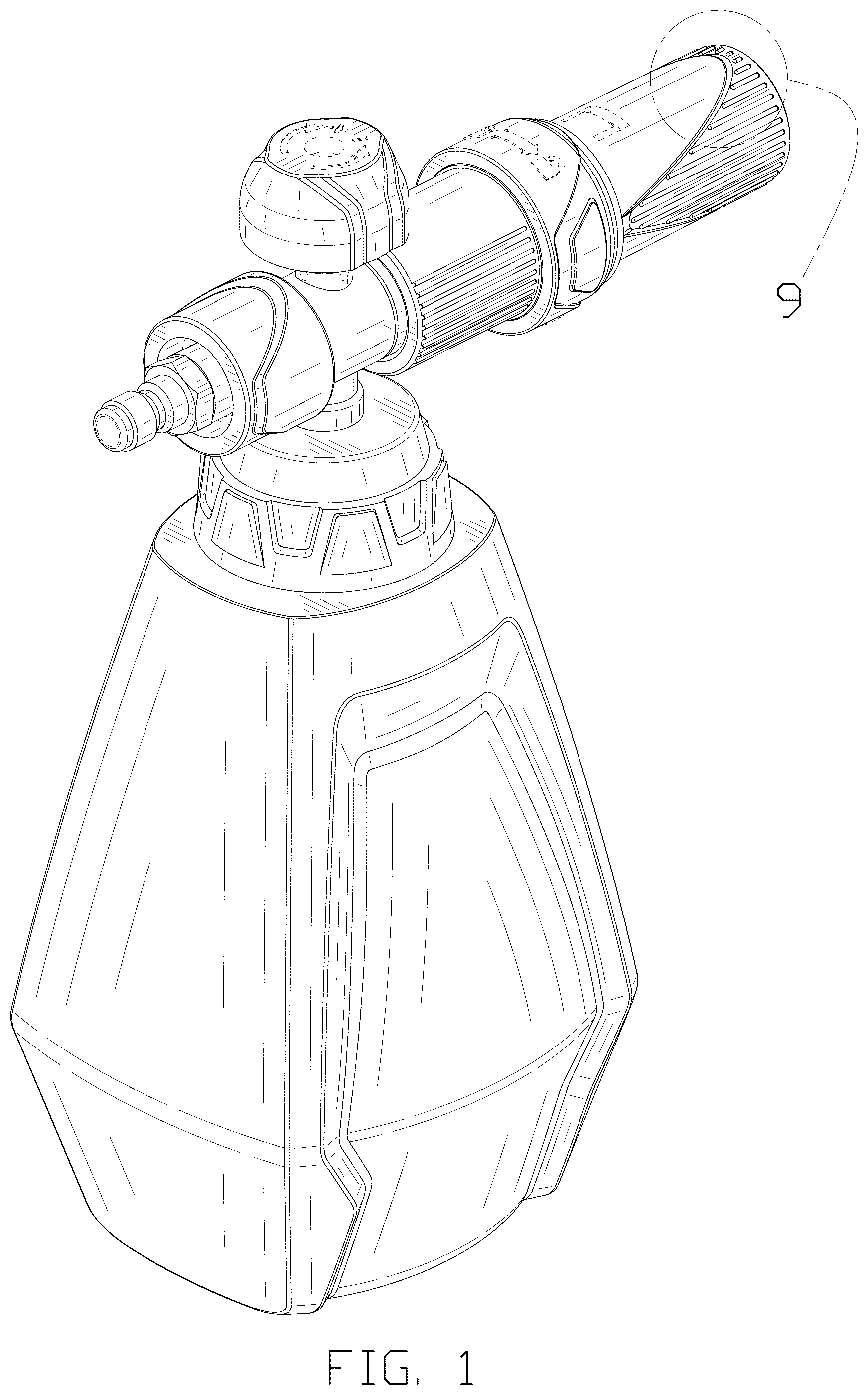 Patent USD1078931 Figure 1 – Foam cannon for pressure washer