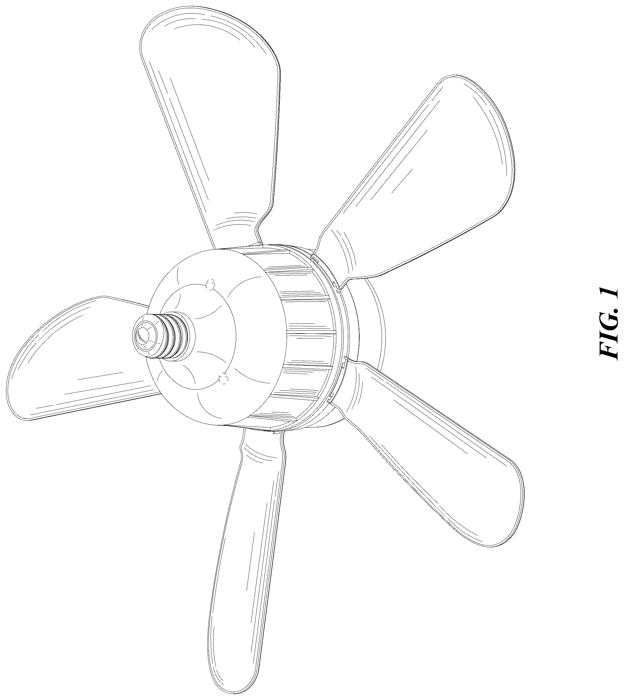 Patent USD1079083 Figure 1 – Ceiling fan with lamp