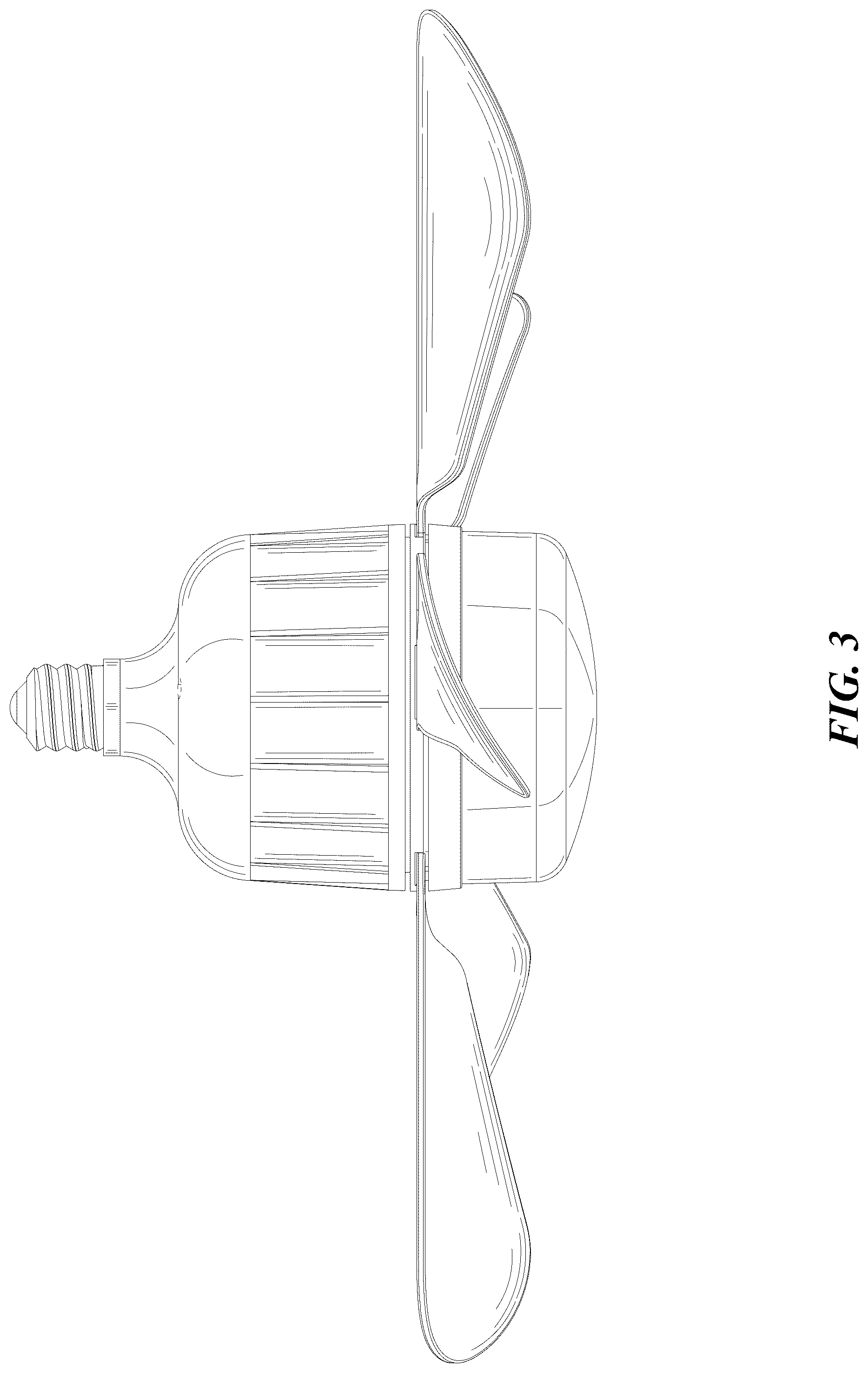 Patent USD1079083 Figure 3 – Ceiling fan with lamp