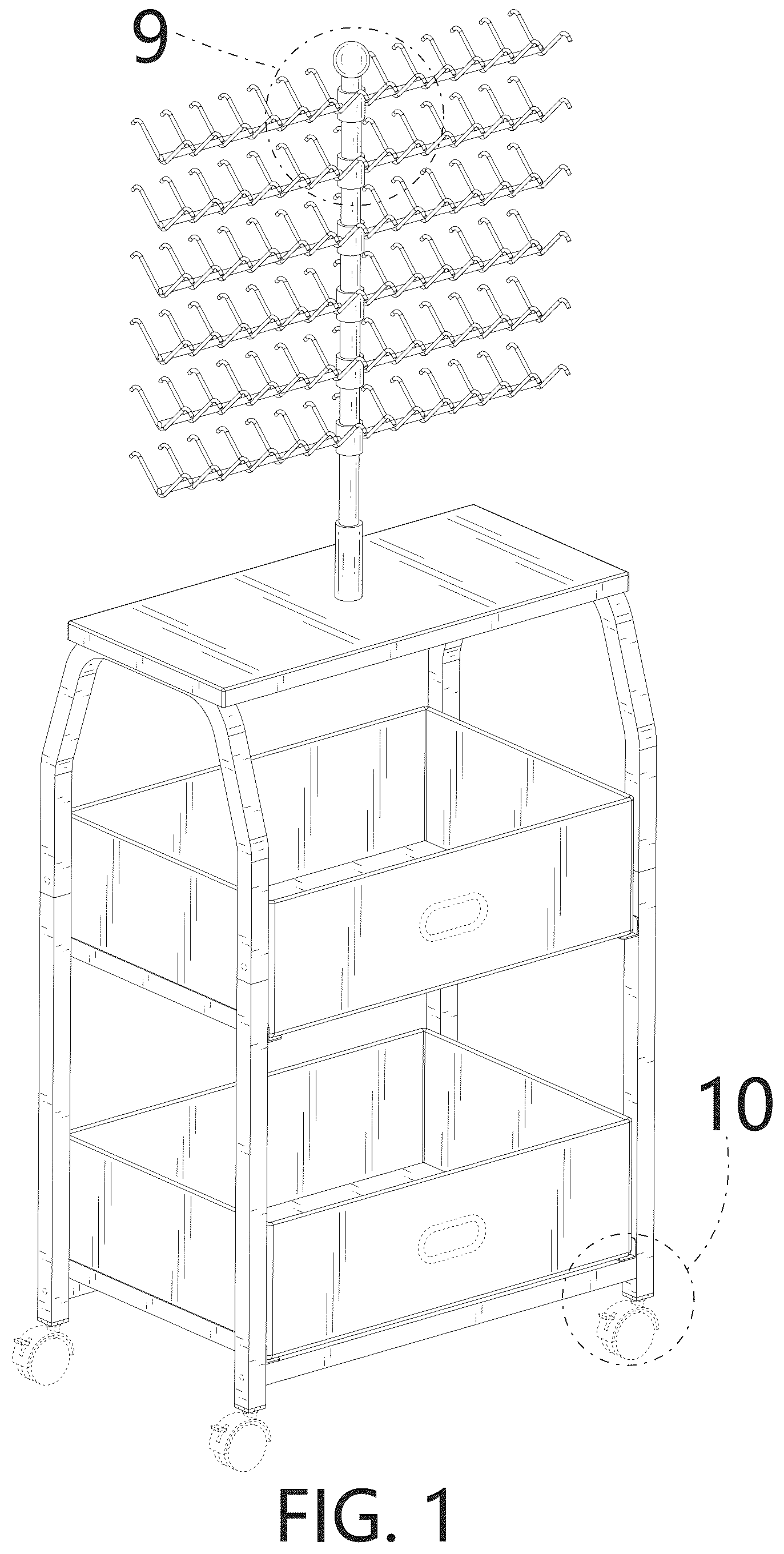 Patent USD1079135 — Braiding hair rack — Figure 1