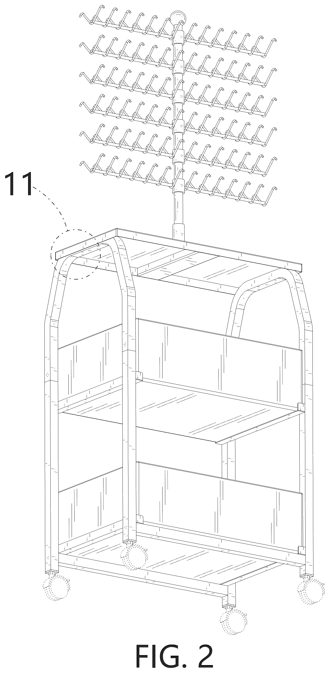 Patent USD1079135 Figure 2 – Braiding hair rack